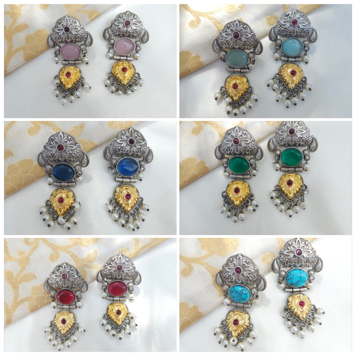 Aditya silver alike earrings