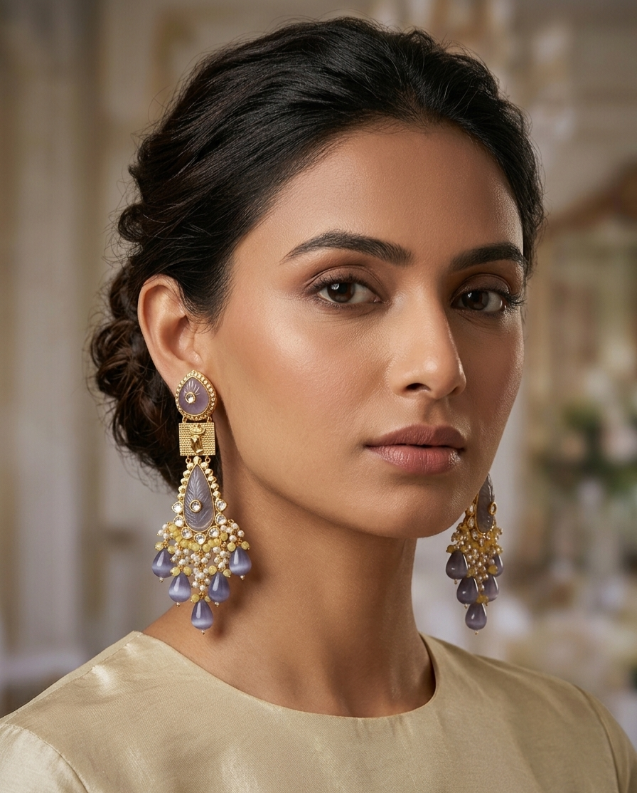 Ashmita polki Chandbali Earrings