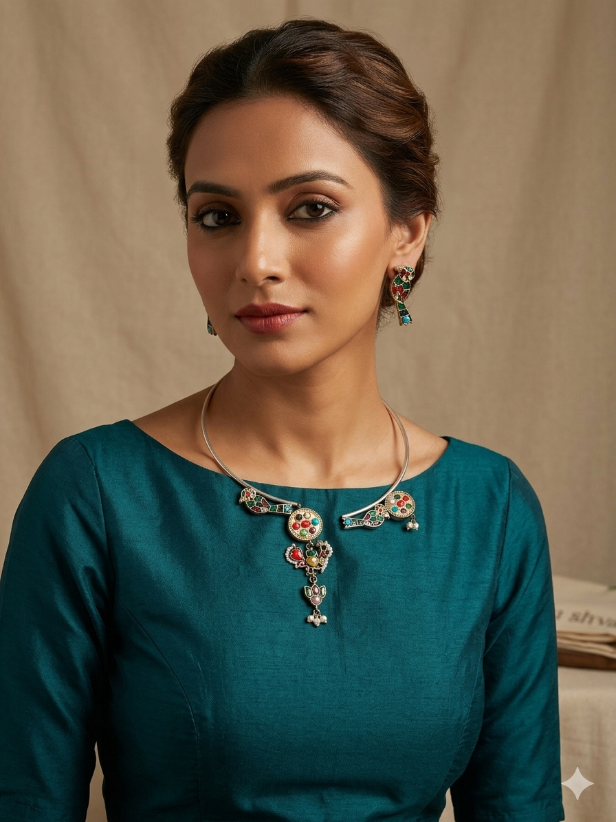 Alicia dualtone hasli necklace set