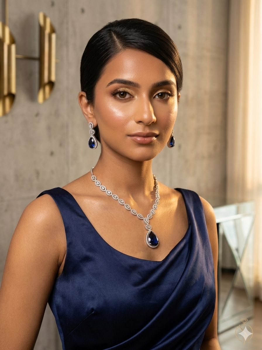 Deepika diamond like cz necklace set