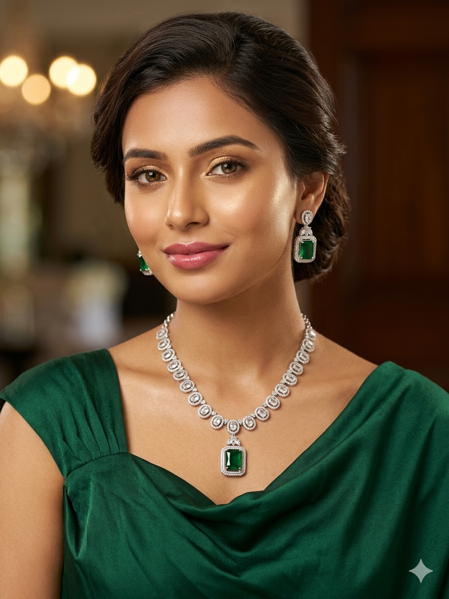 Deepika diamond like cz necklace set