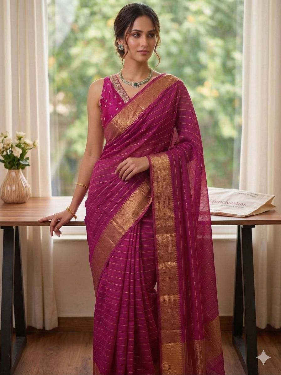 Mangalagiri soft cotton silk saree