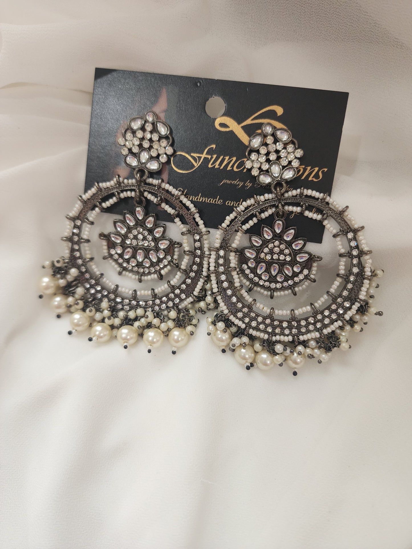 Black rodium plated jhumka earrings