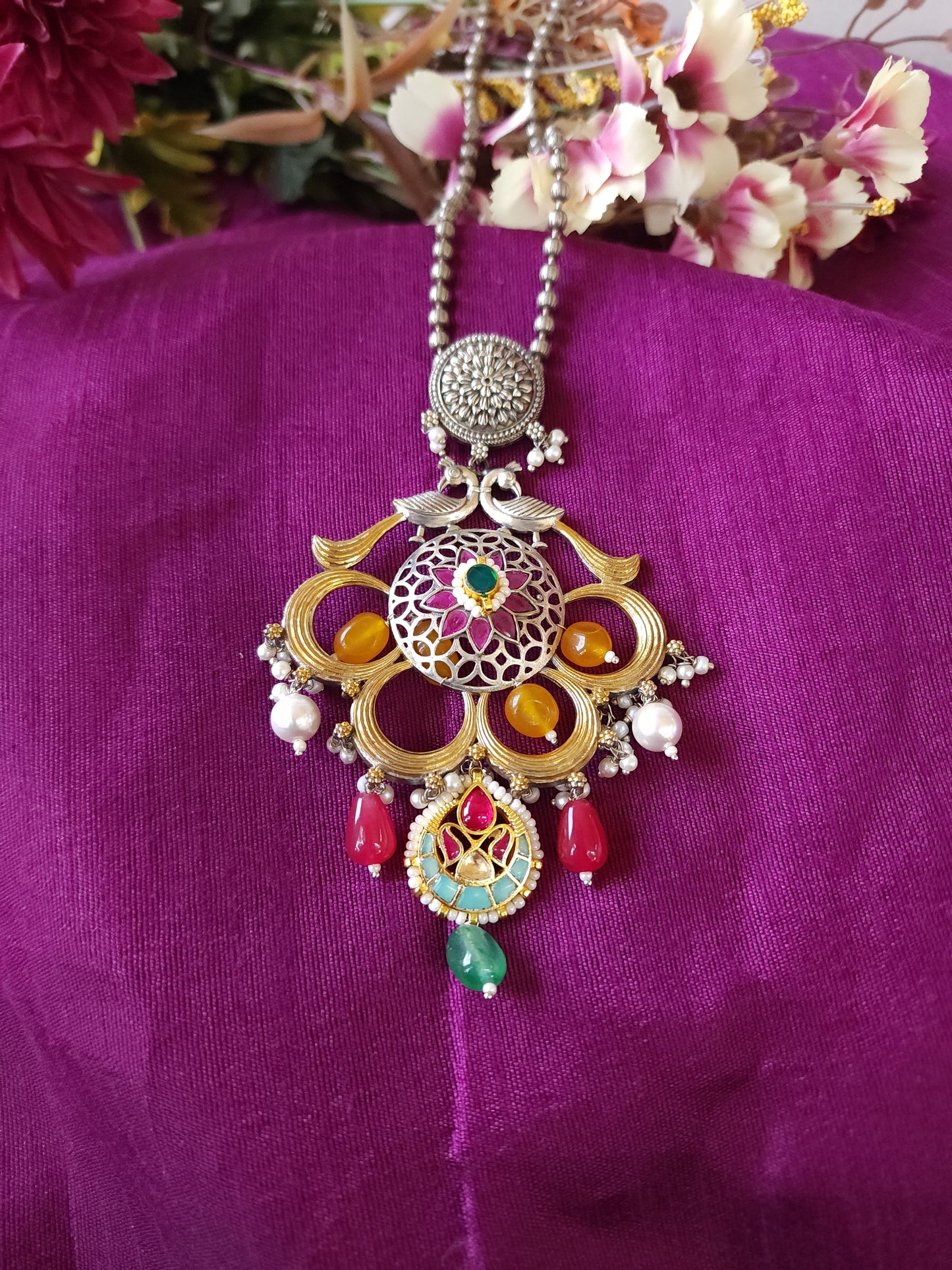 Amora dualtone fusion silver alike necklace