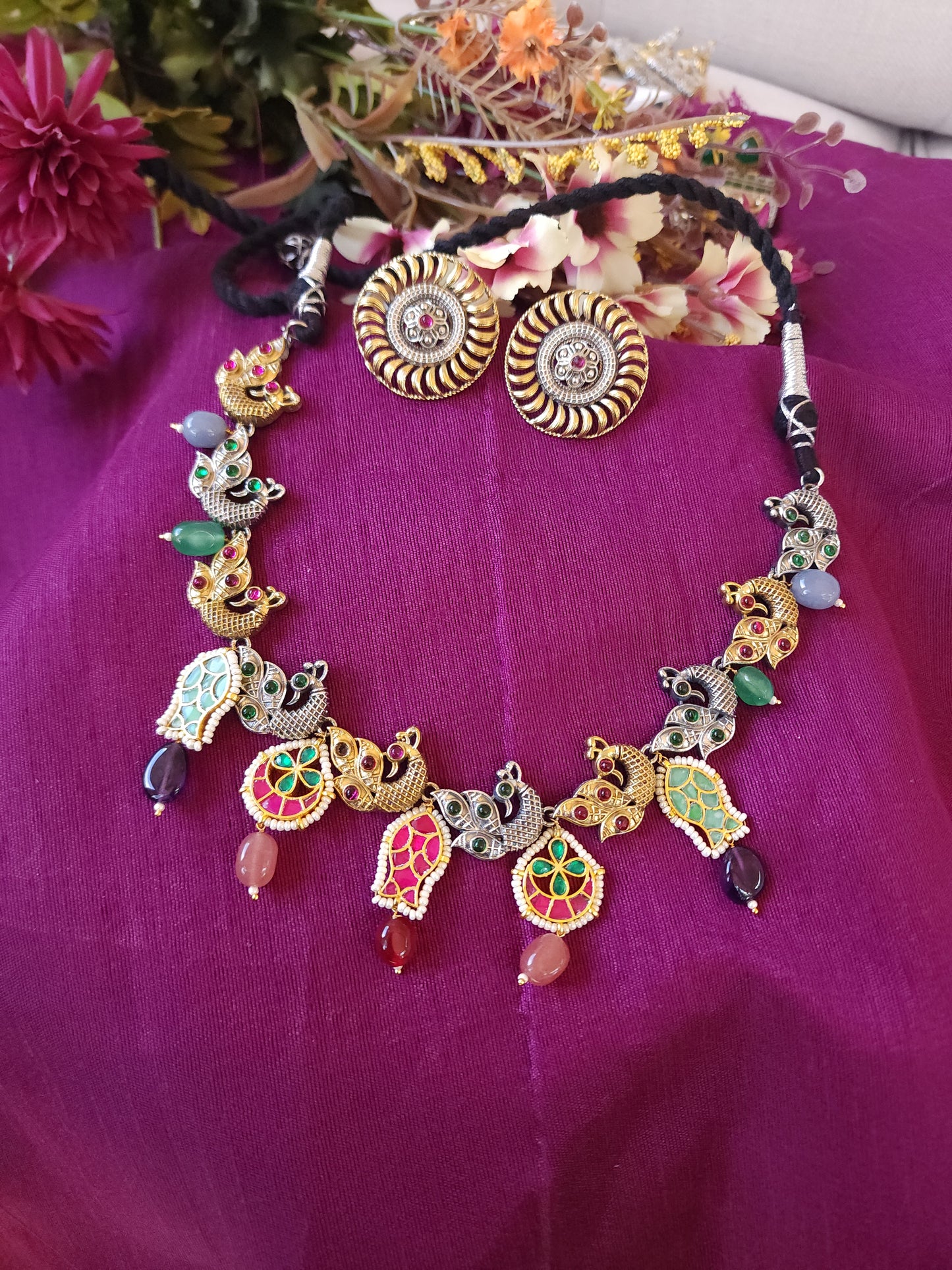 Amora silver alike fusion necklace set