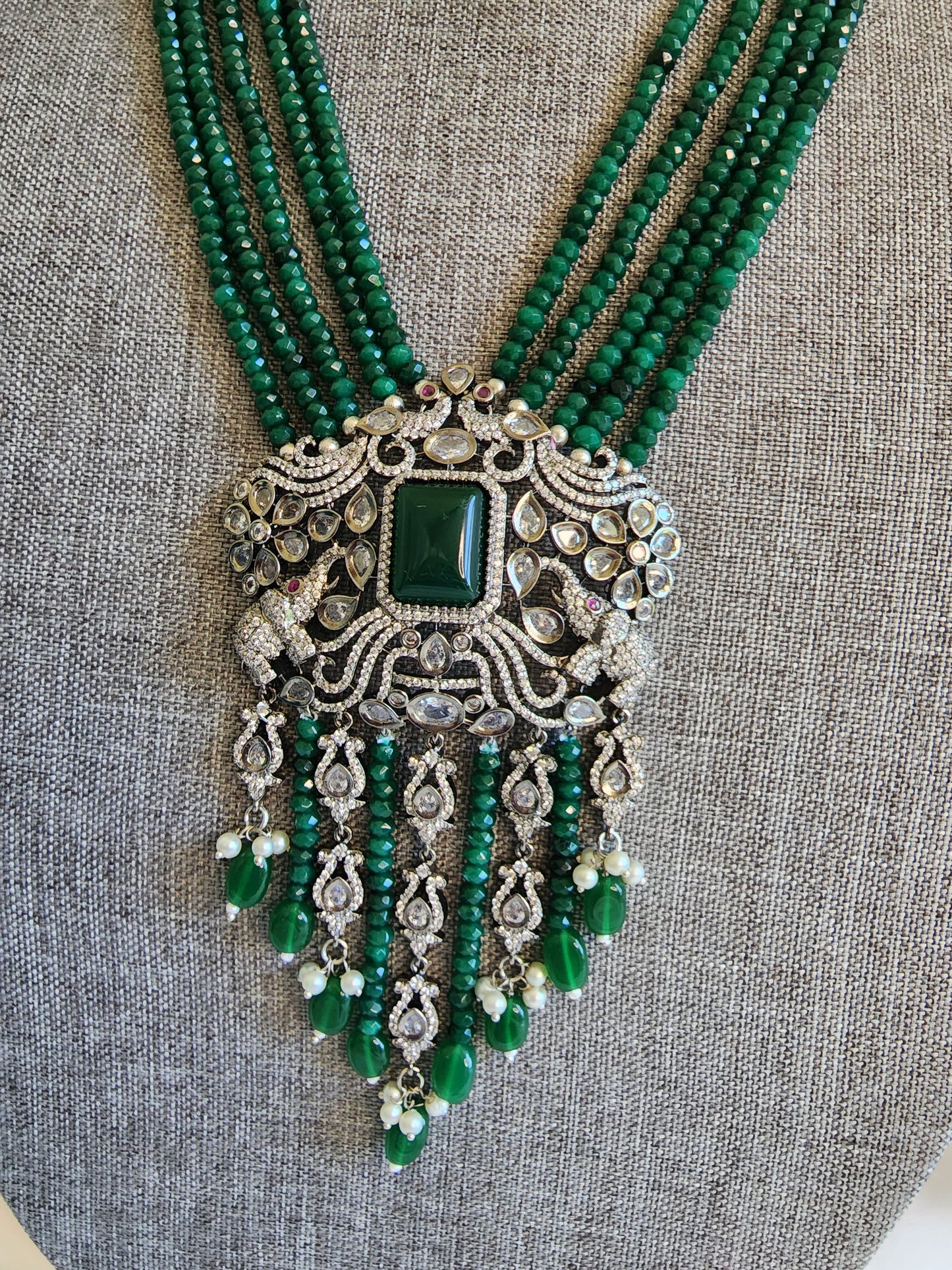 Victorian polki and cz necklace with earrings