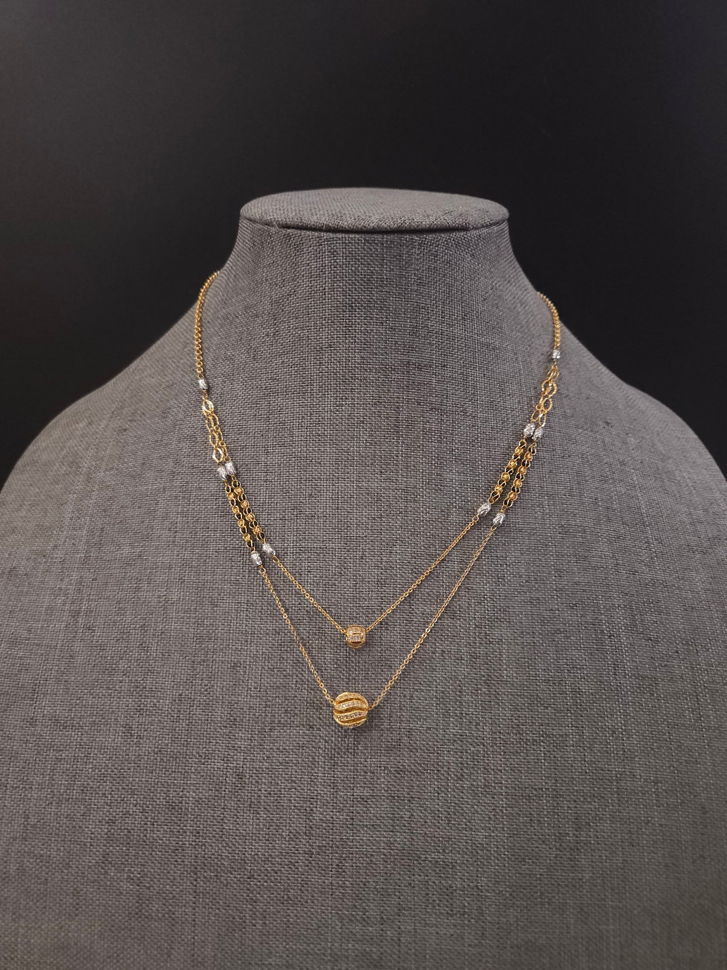 Bruh Gold plated black bead necklace