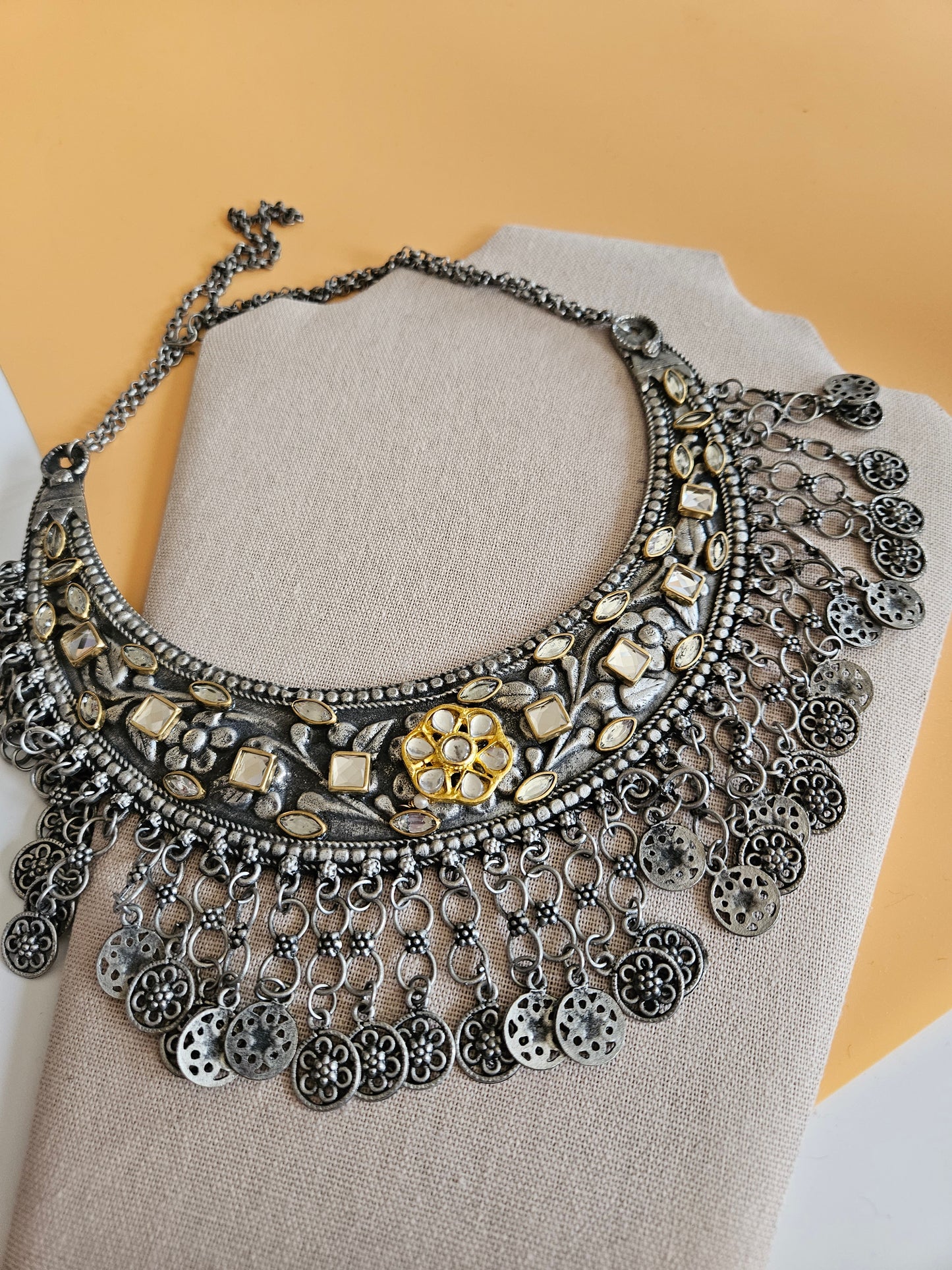 Statement black metal hasli Oxidized necklace