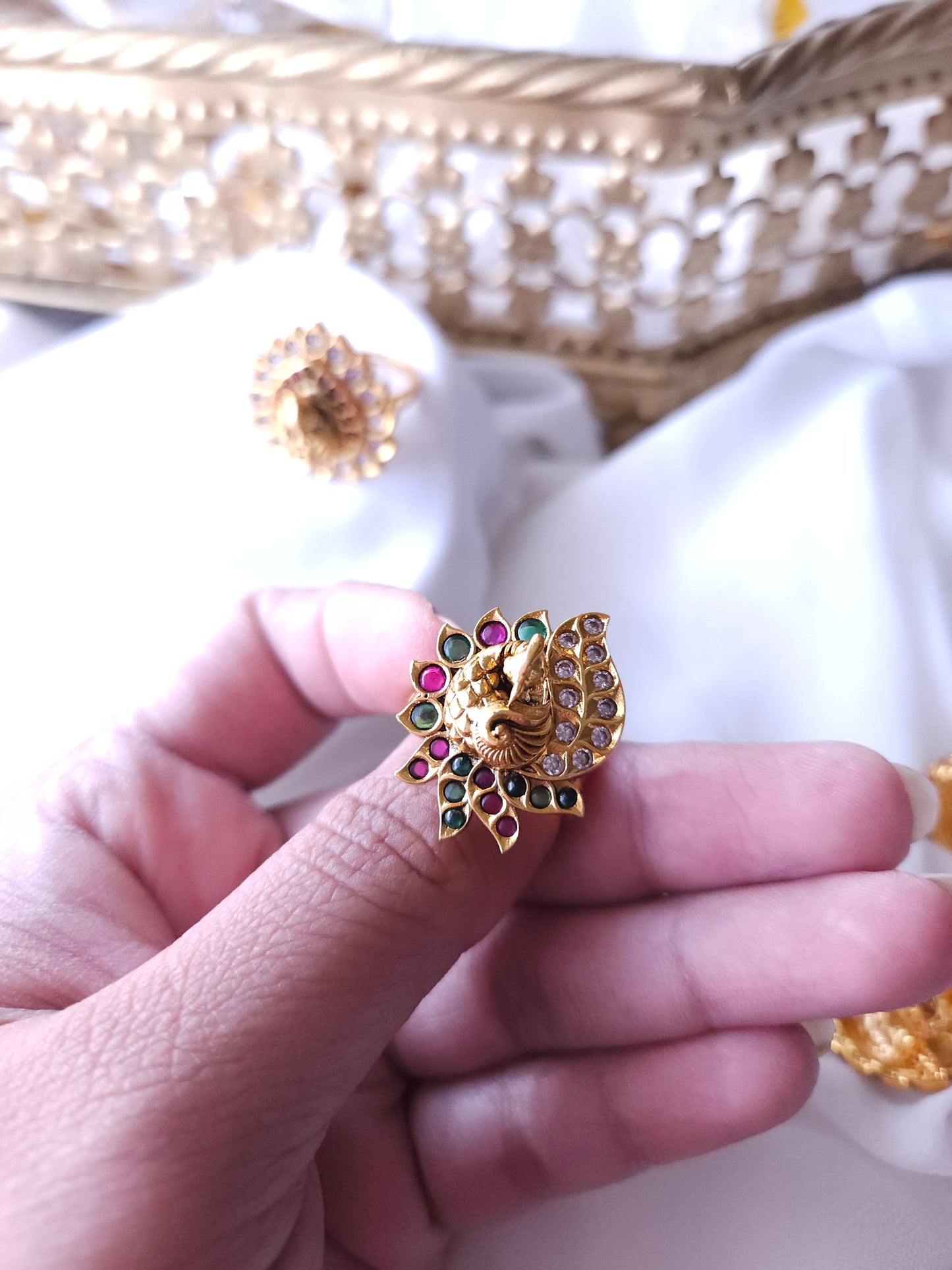 Nakshi goldplated adjustable ring