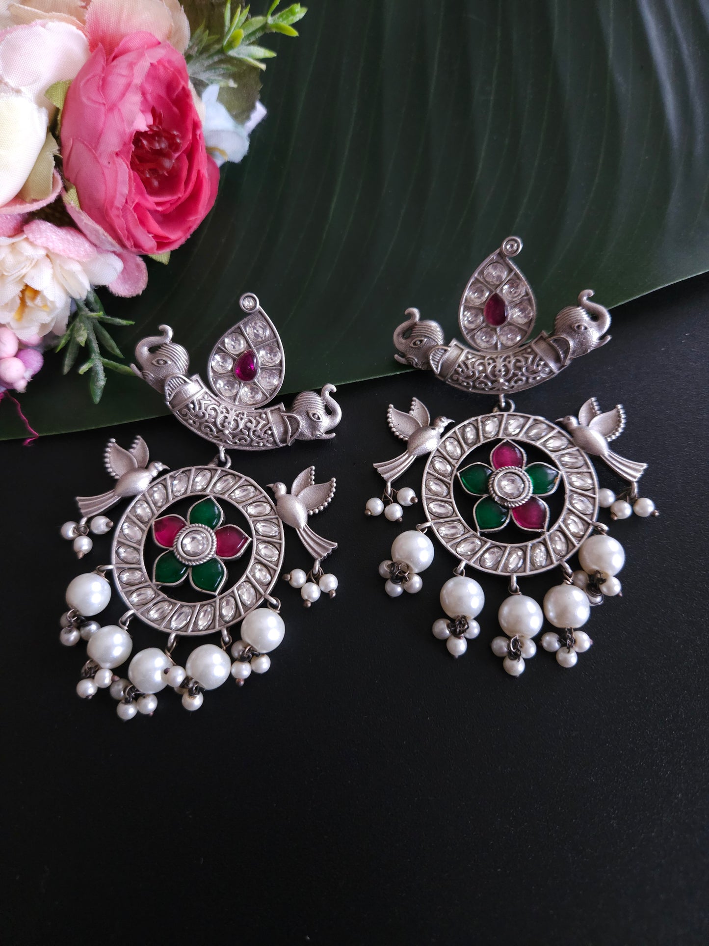 Ananth fusion silver alike earrings