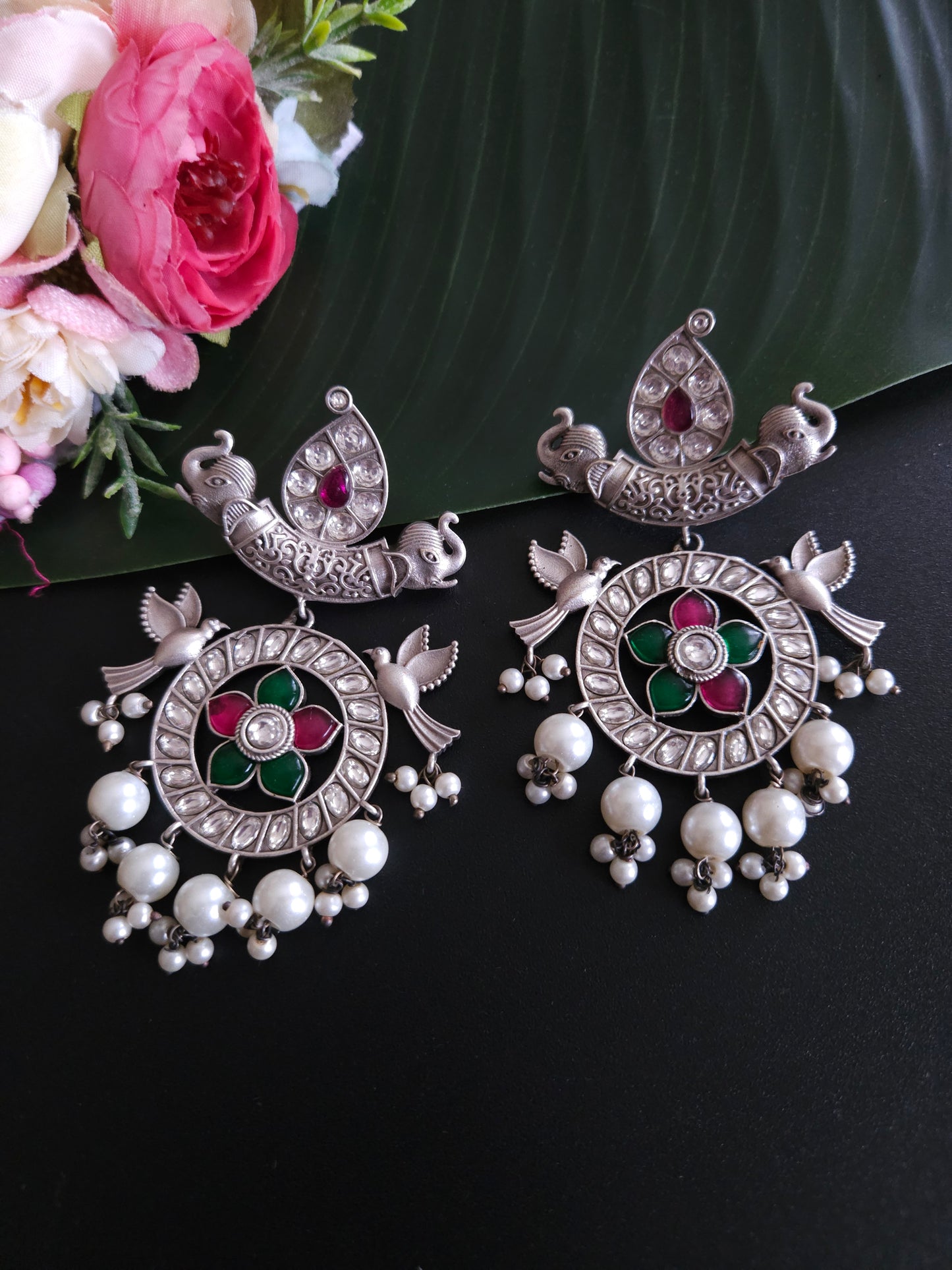 Ananth fusion silver alike earrings