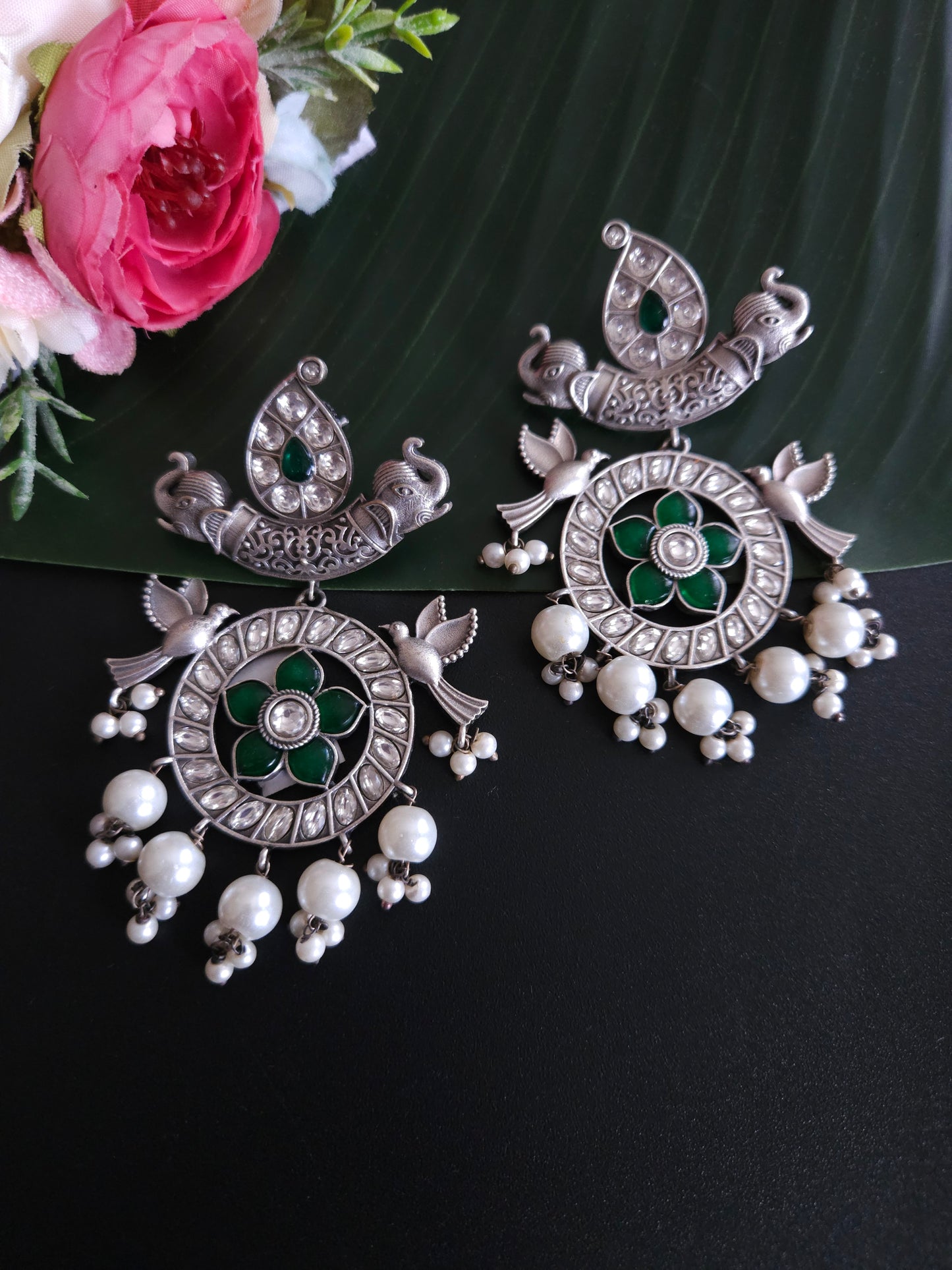 Ananth fusion silver alike earrings