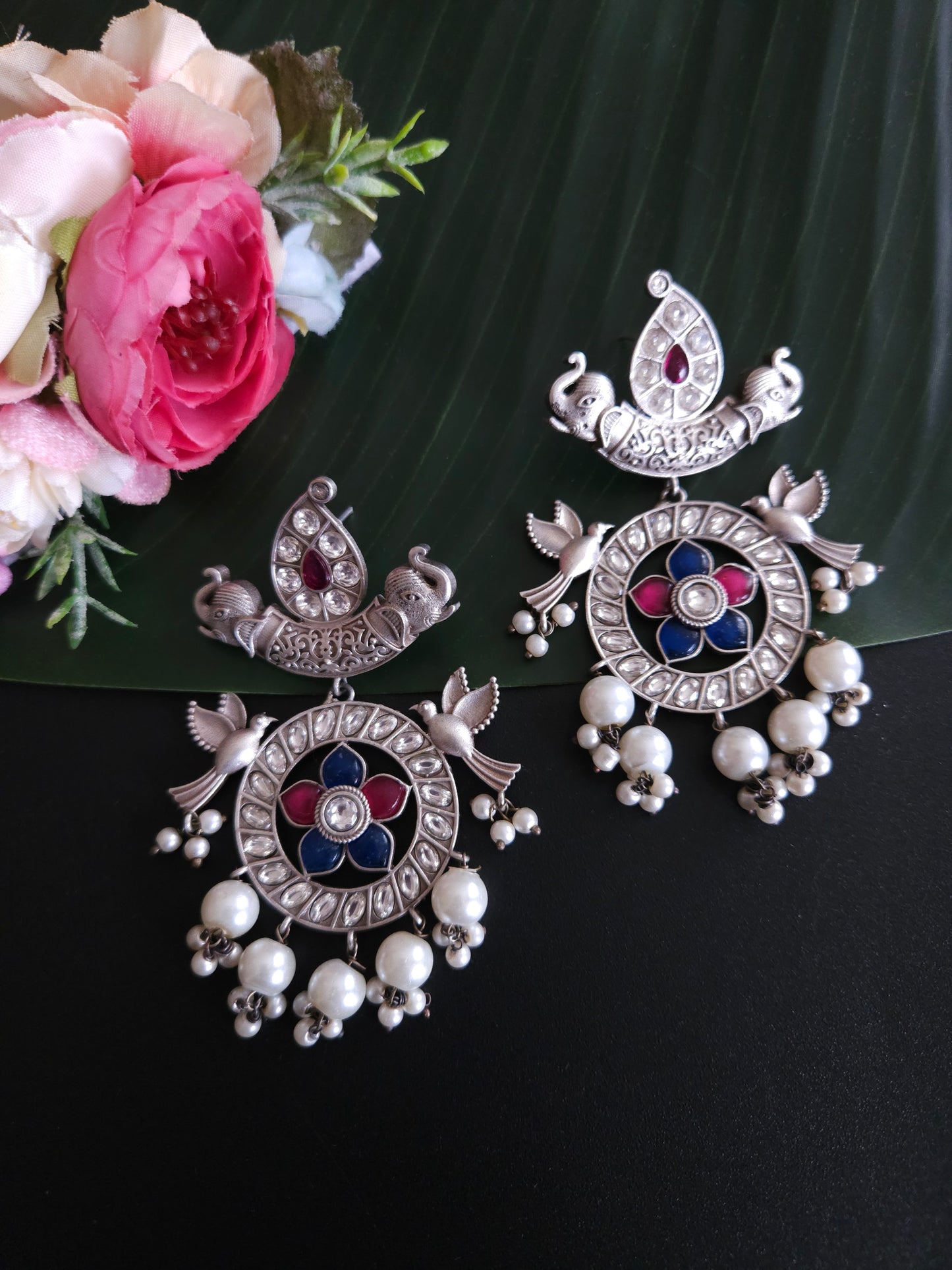 Ananth fusion silver alike earrings