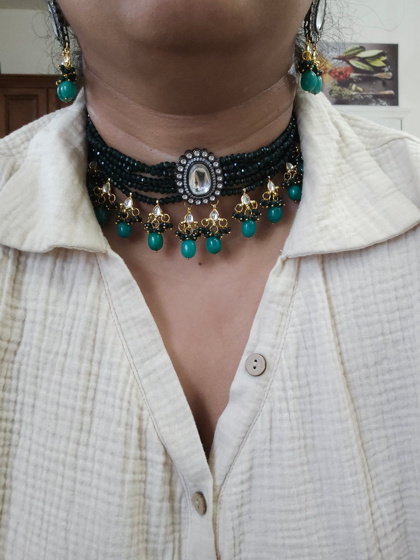 Aadhira polki dualtone choker Necklace set