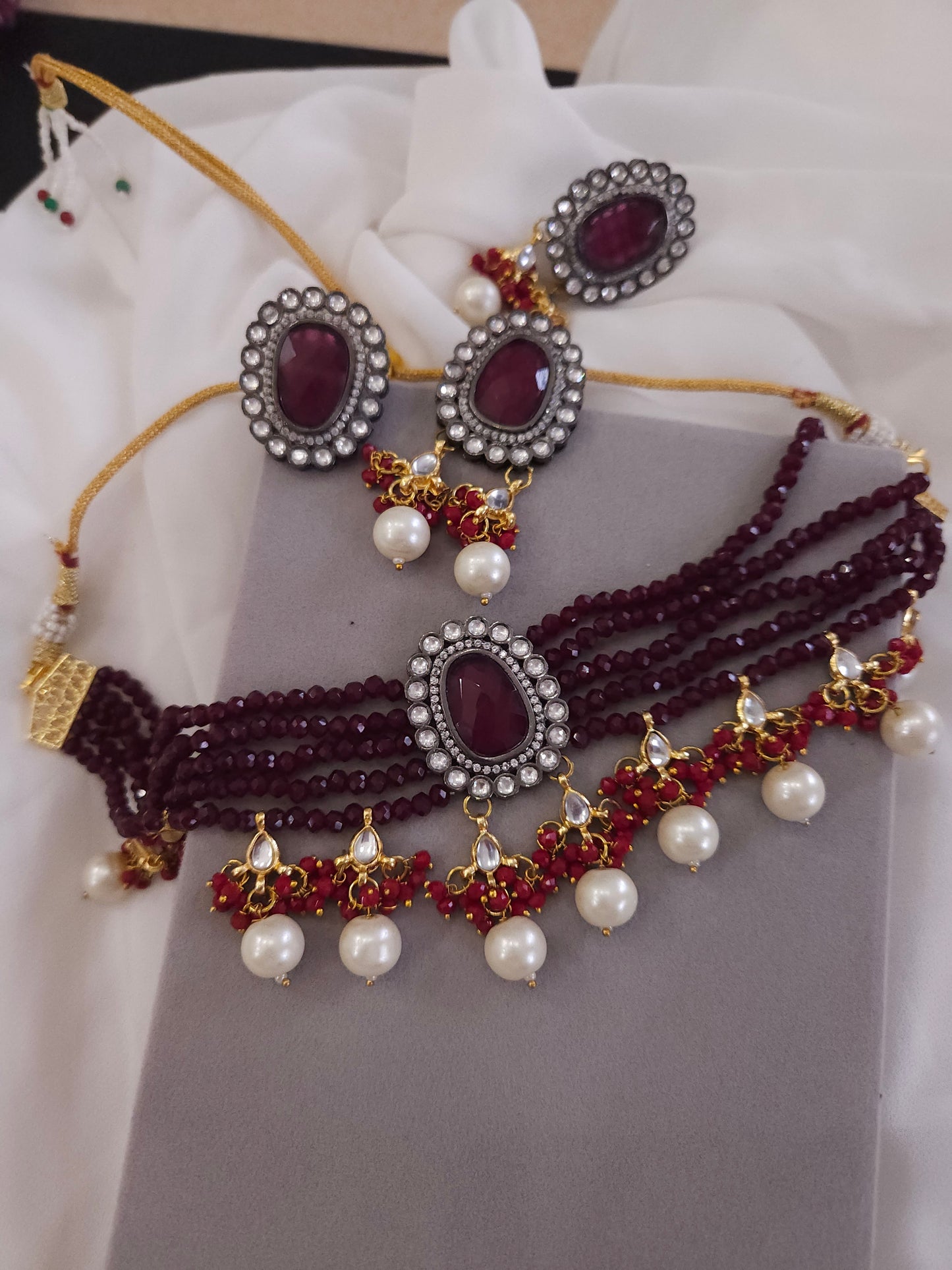 Aadhira polki dualtone choker Necklace set
