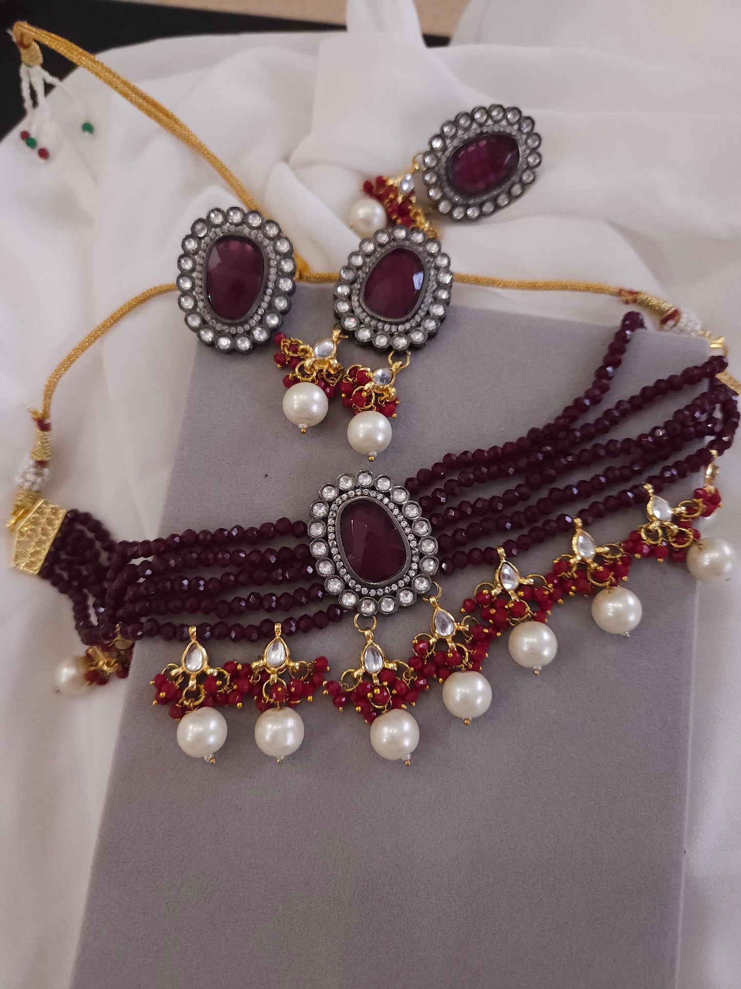 Aadhira polki dualtone choker Necklace set