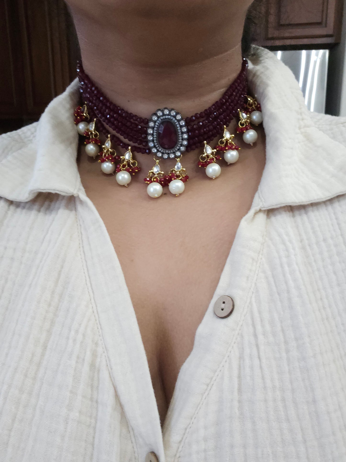 Aadhira polki dualtone choker Necklace set