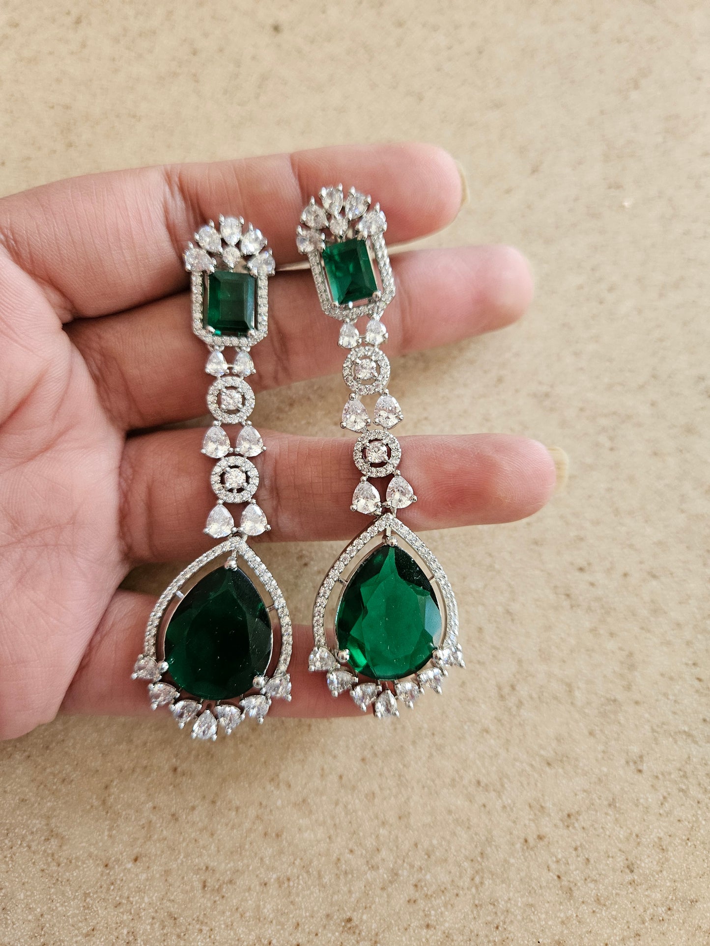 Peacock CZ earrings