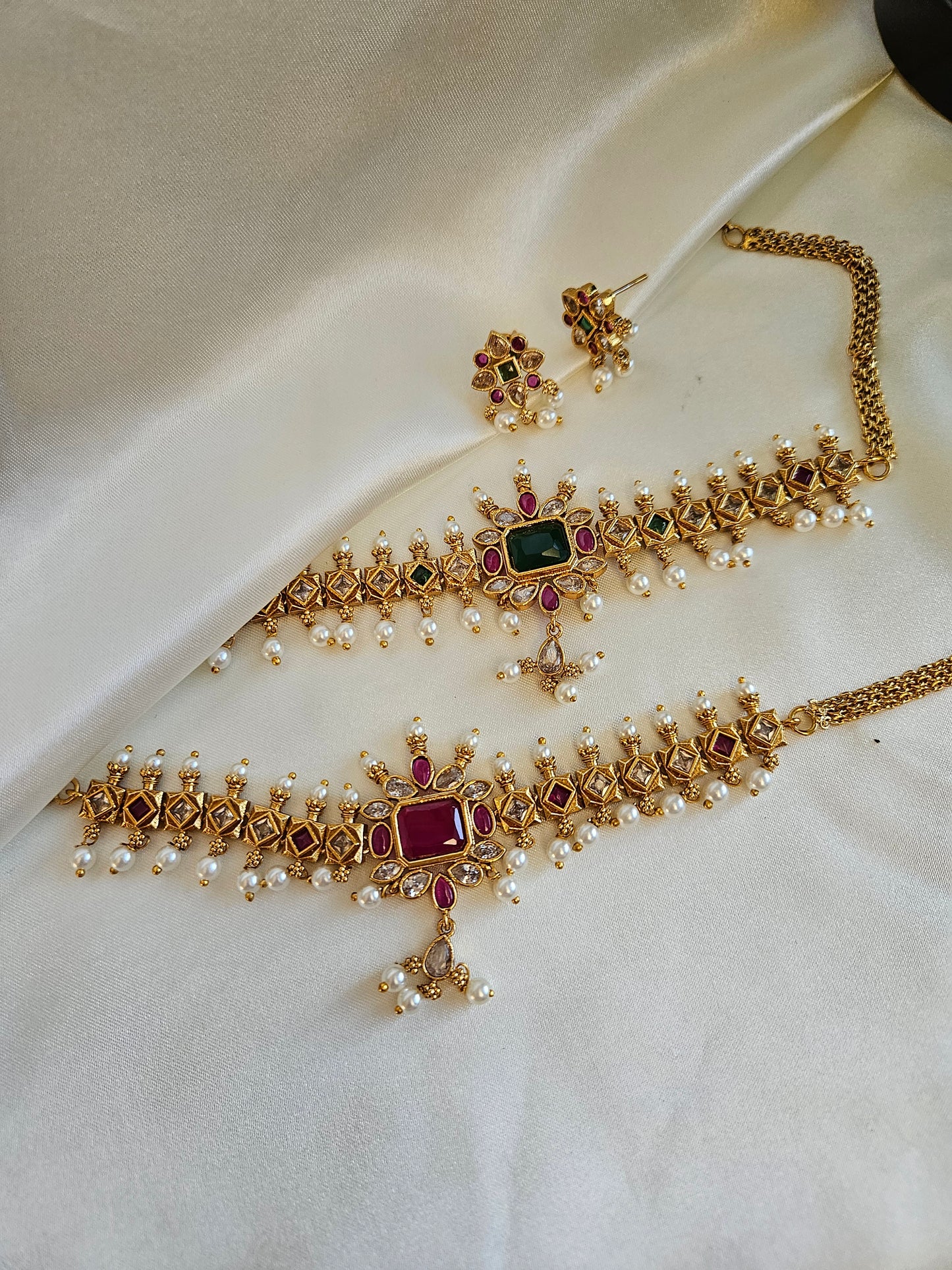 Anandhi goldplated choker necklace set
