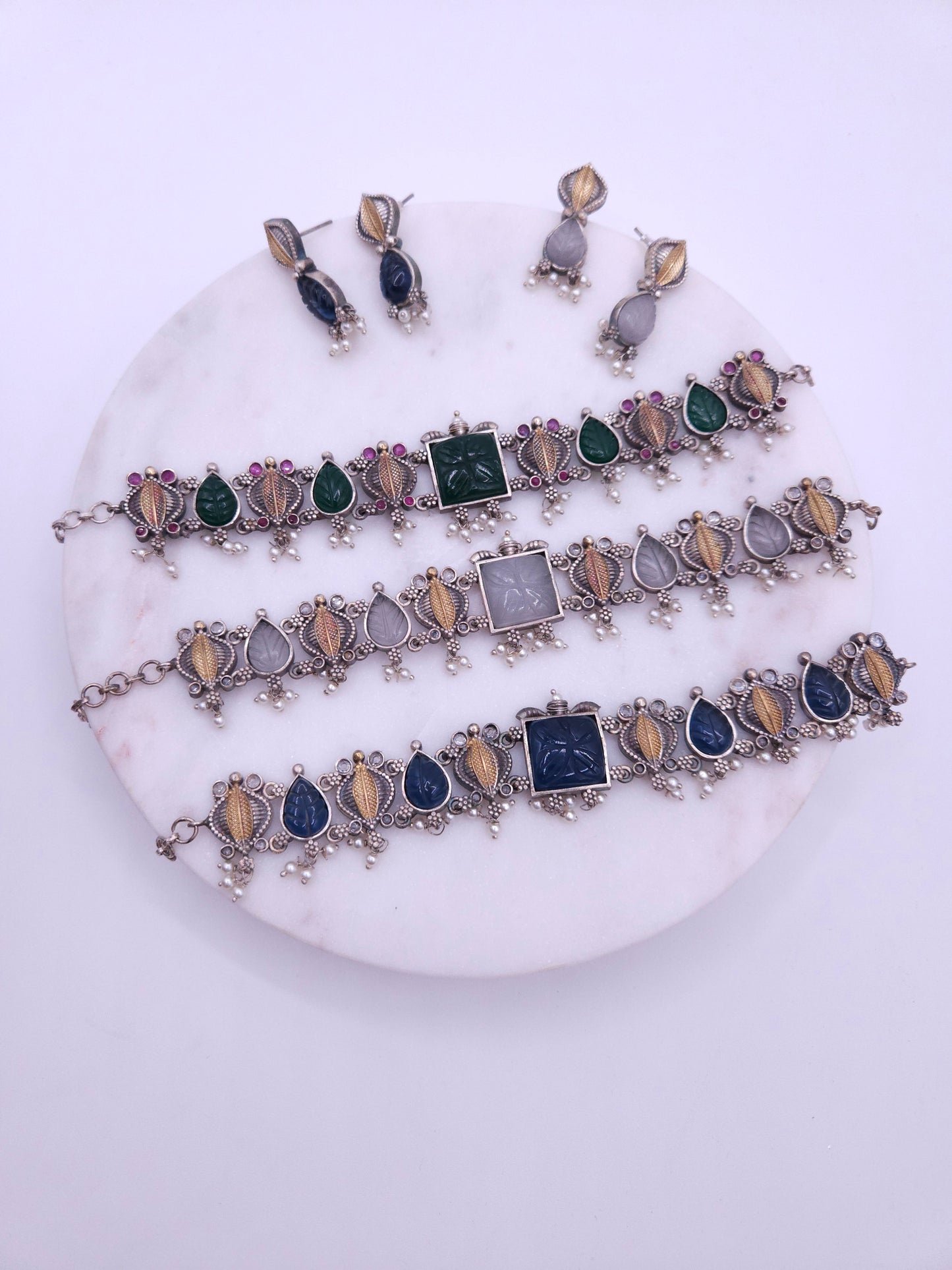 Dualtone Silver alike choker necklace set