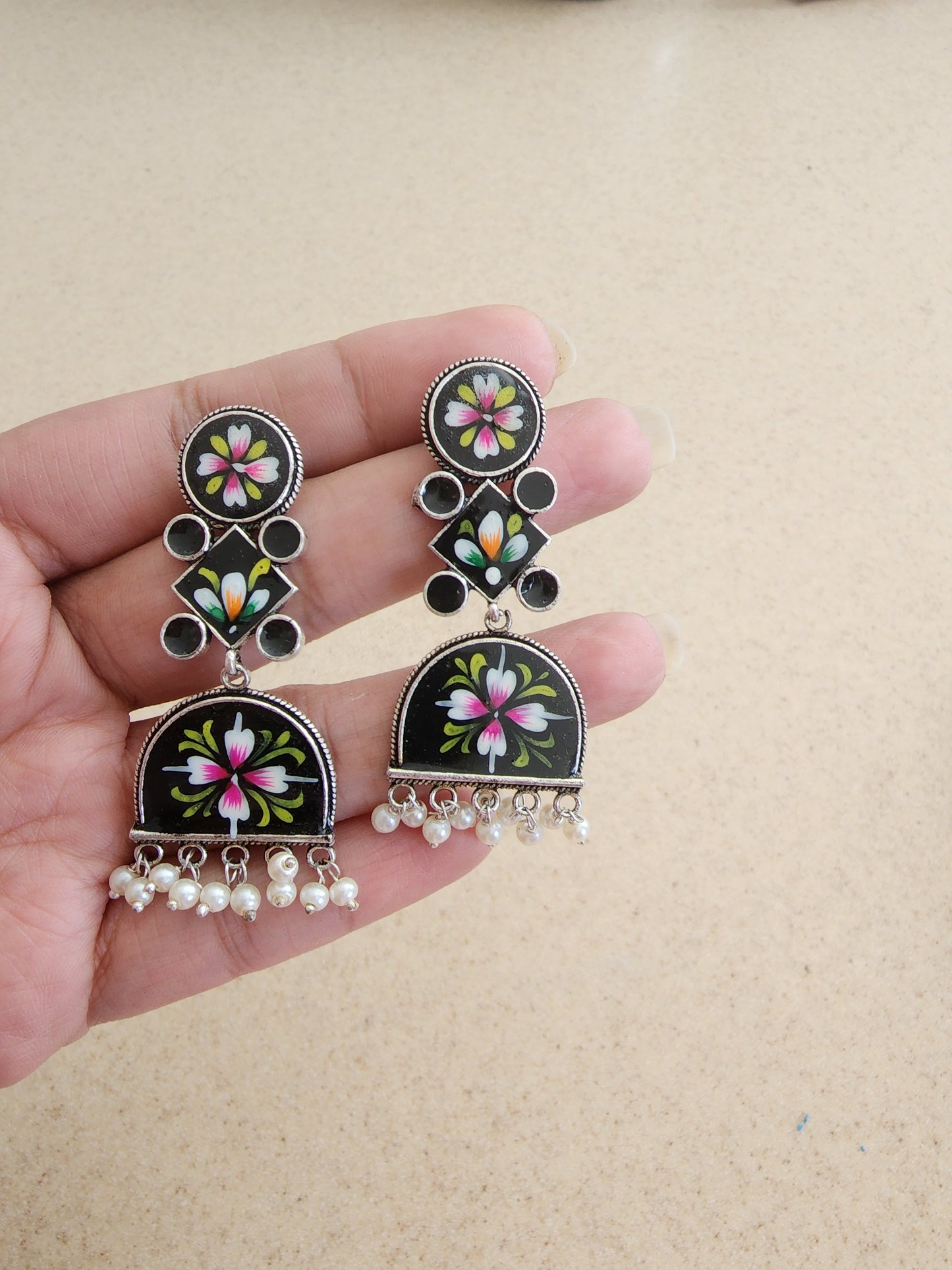 Kinnara Handpainted earrings