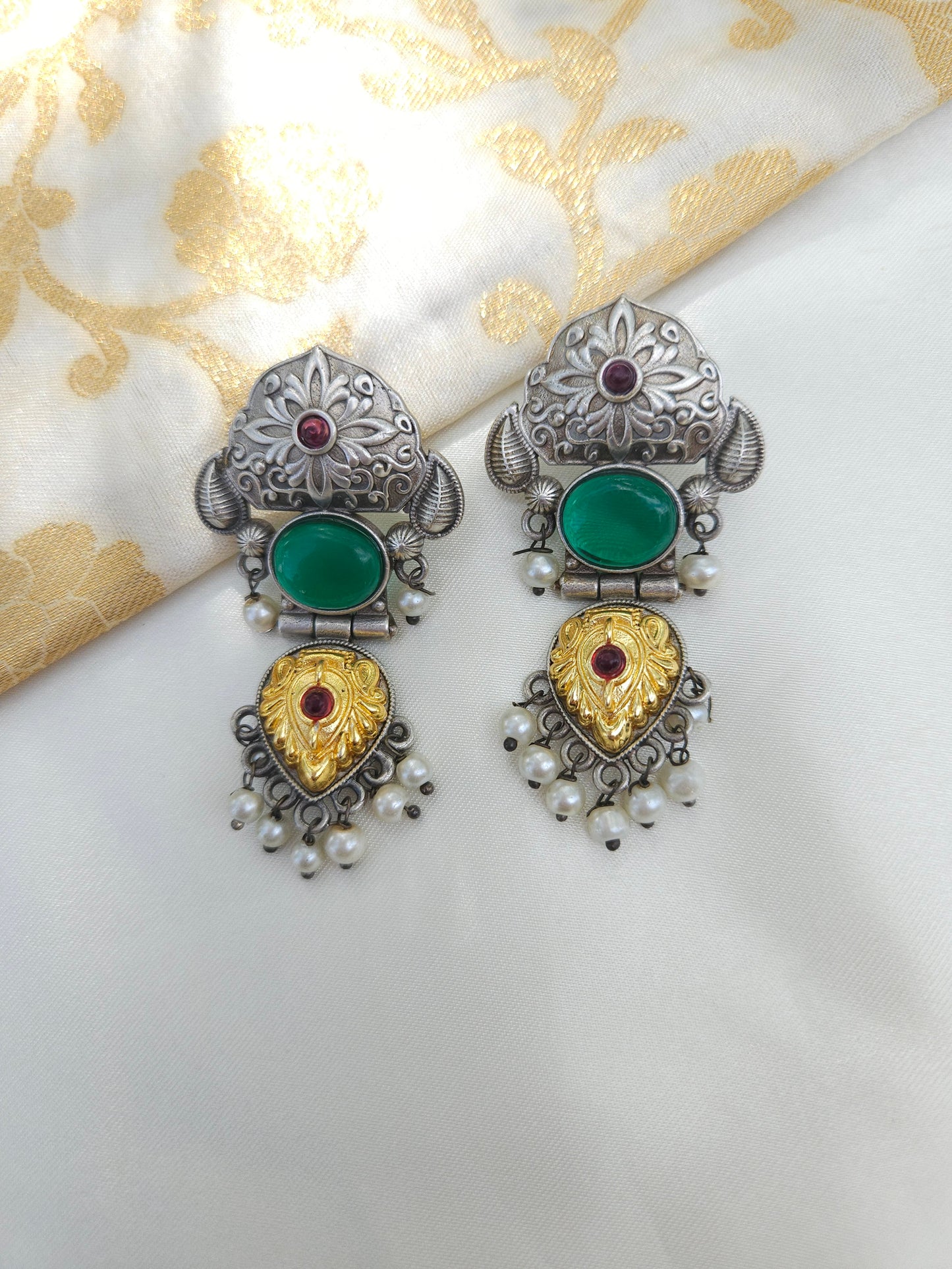 Aditya silver alike earrings