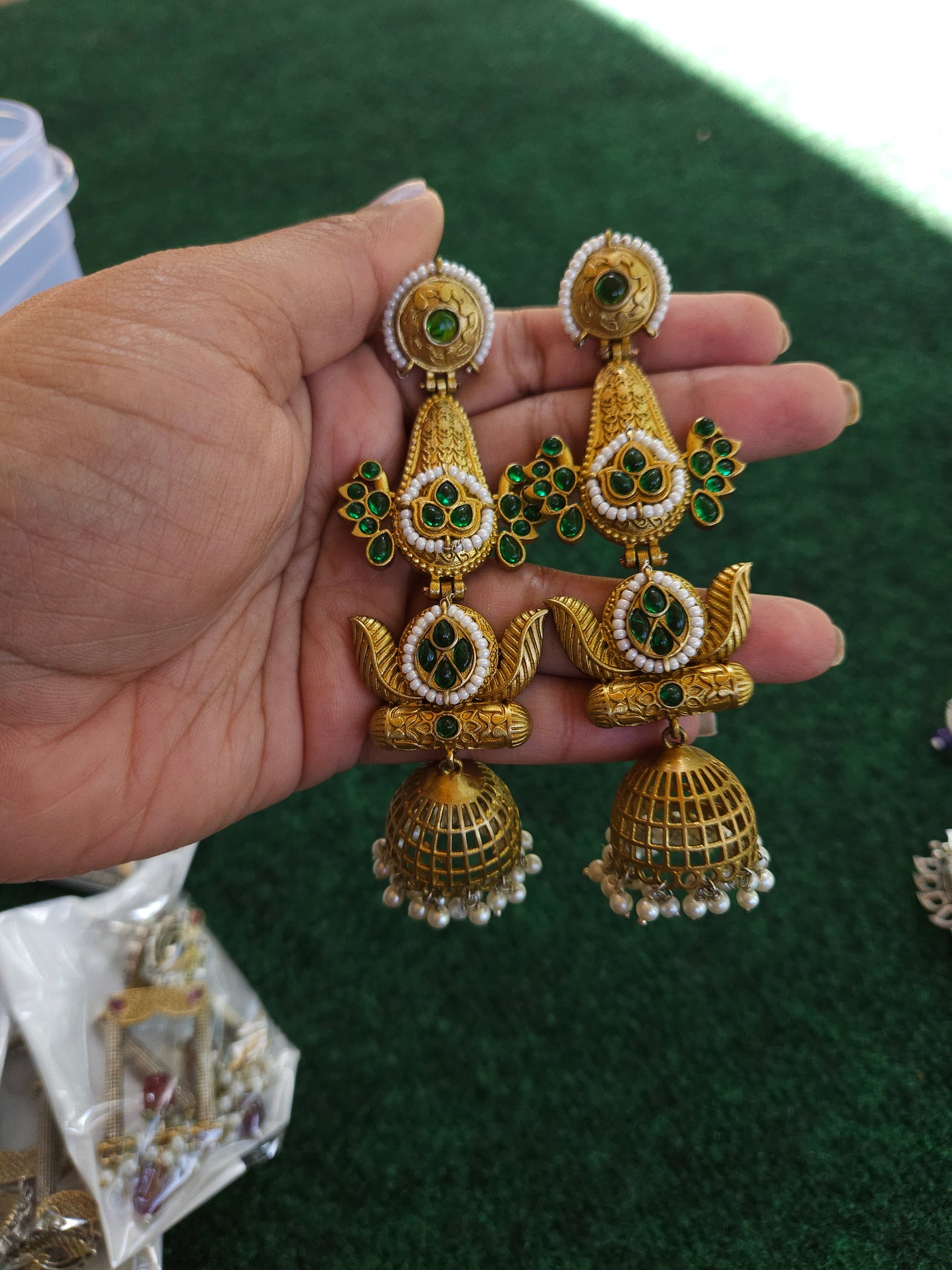 Adriana rajwadi polish jhumka earrings