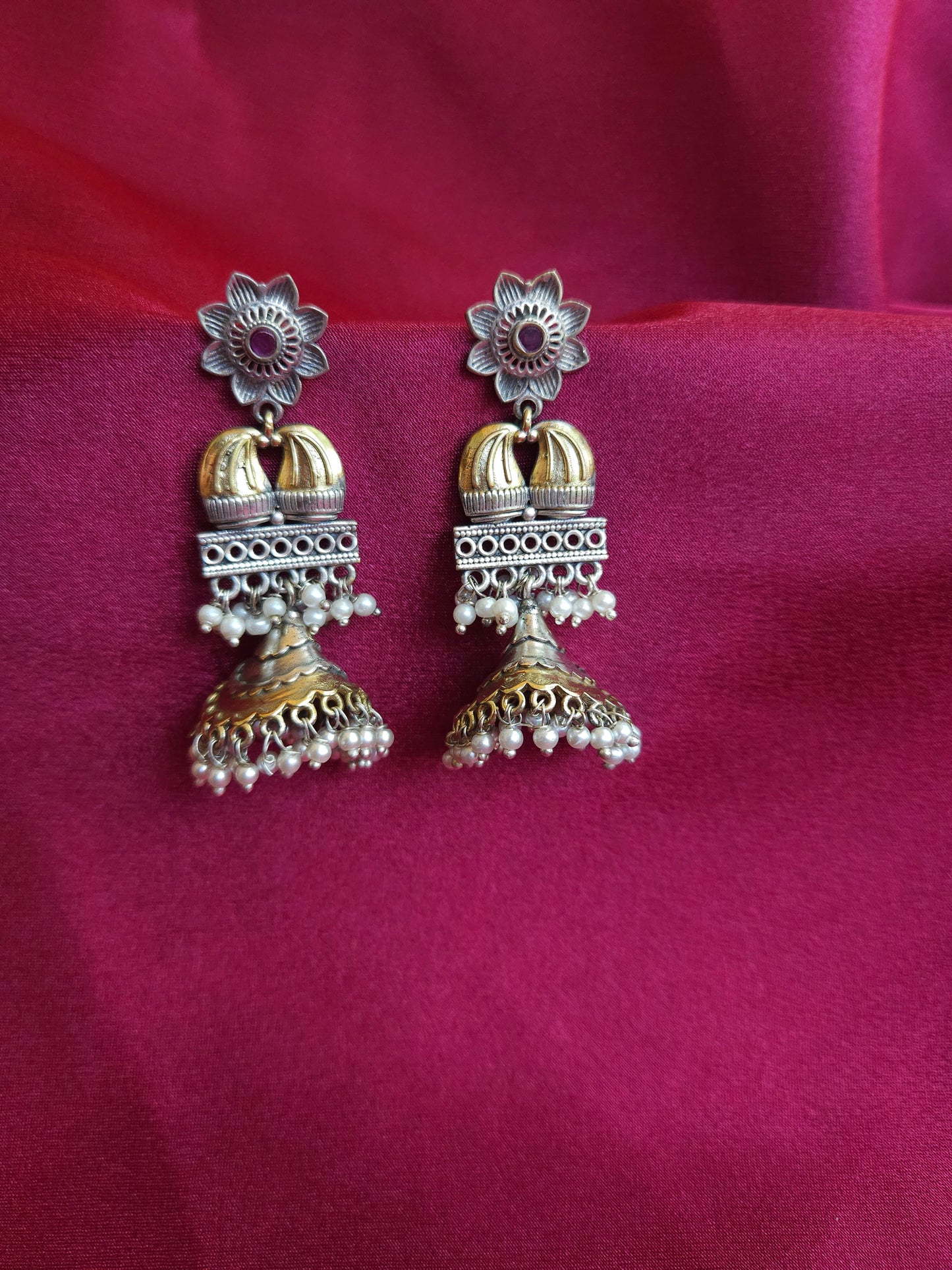 Anthara light weight dualtone jhumka earrings