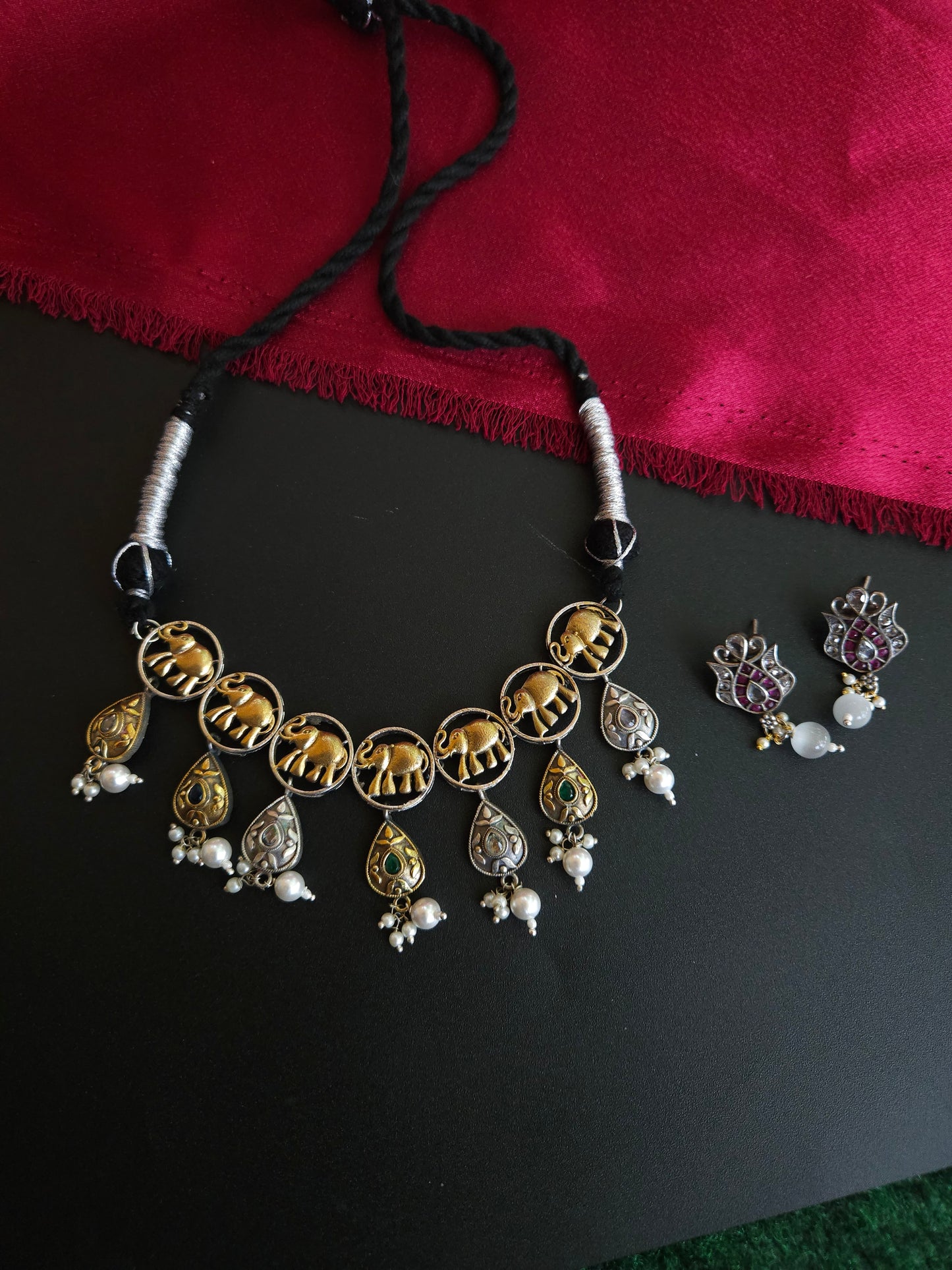 Chandrika dualtone choker necklace set