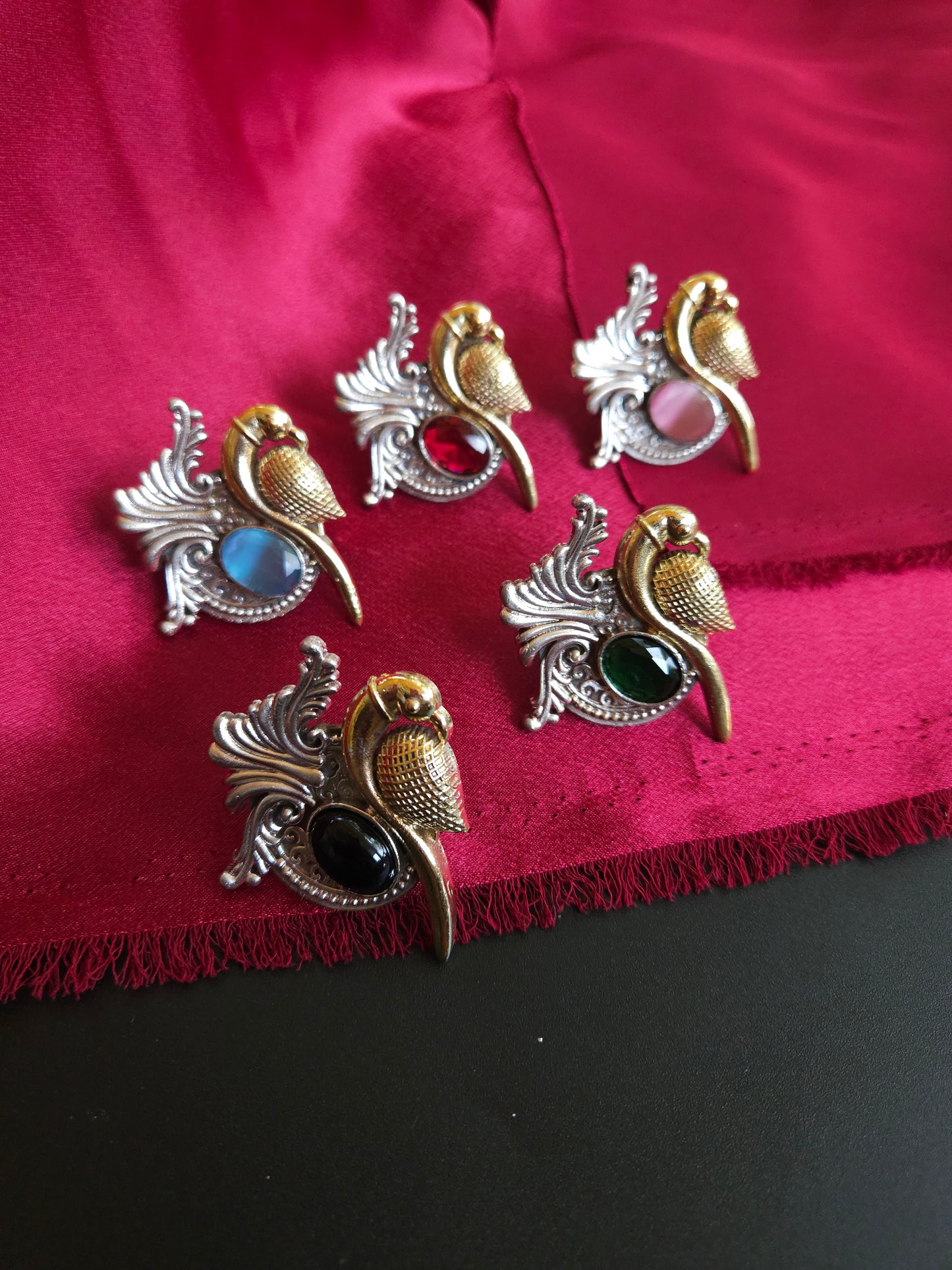 Dual tone bird silver alike ring