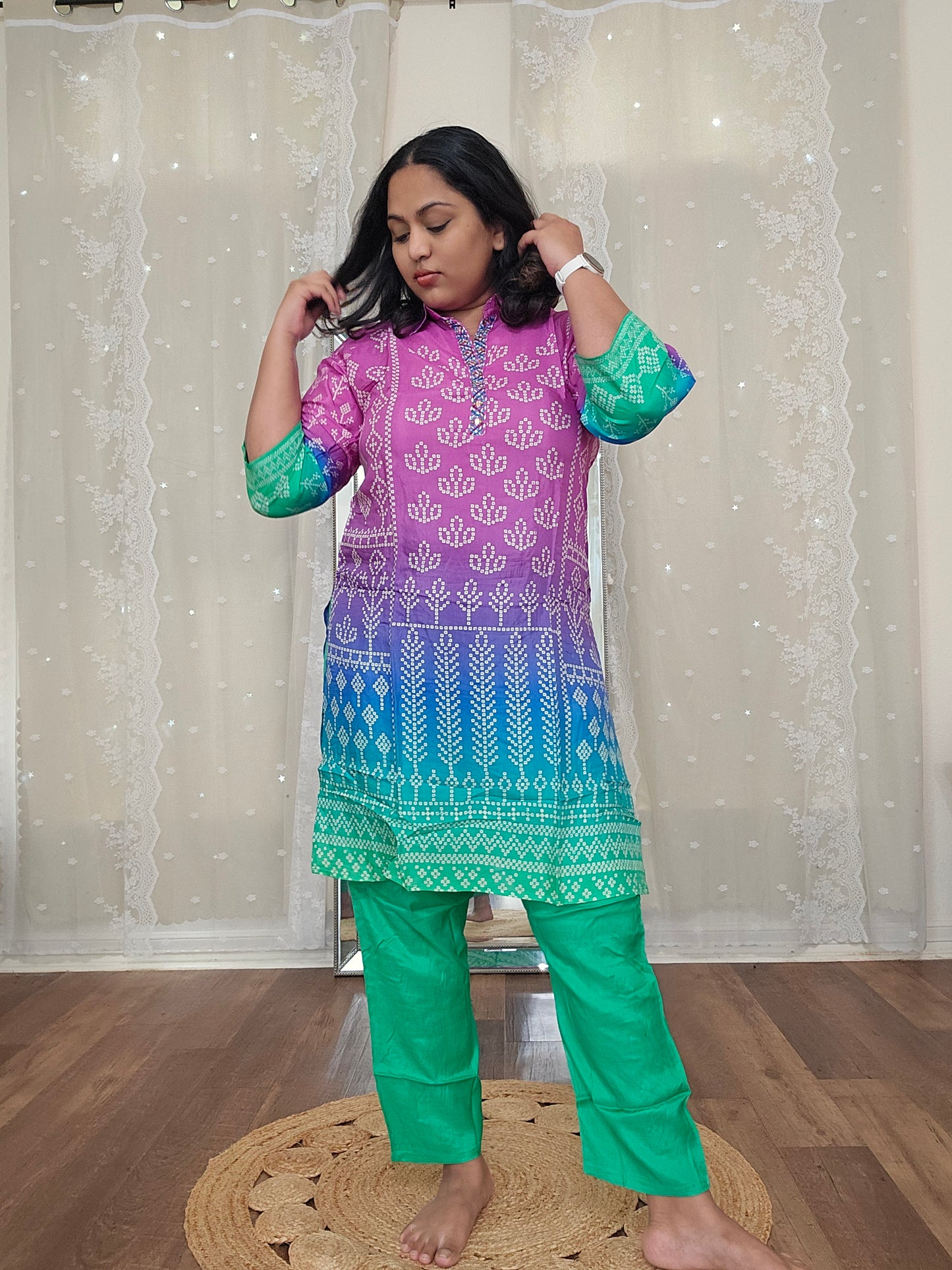 Muslin 2 piece cord bhandini set