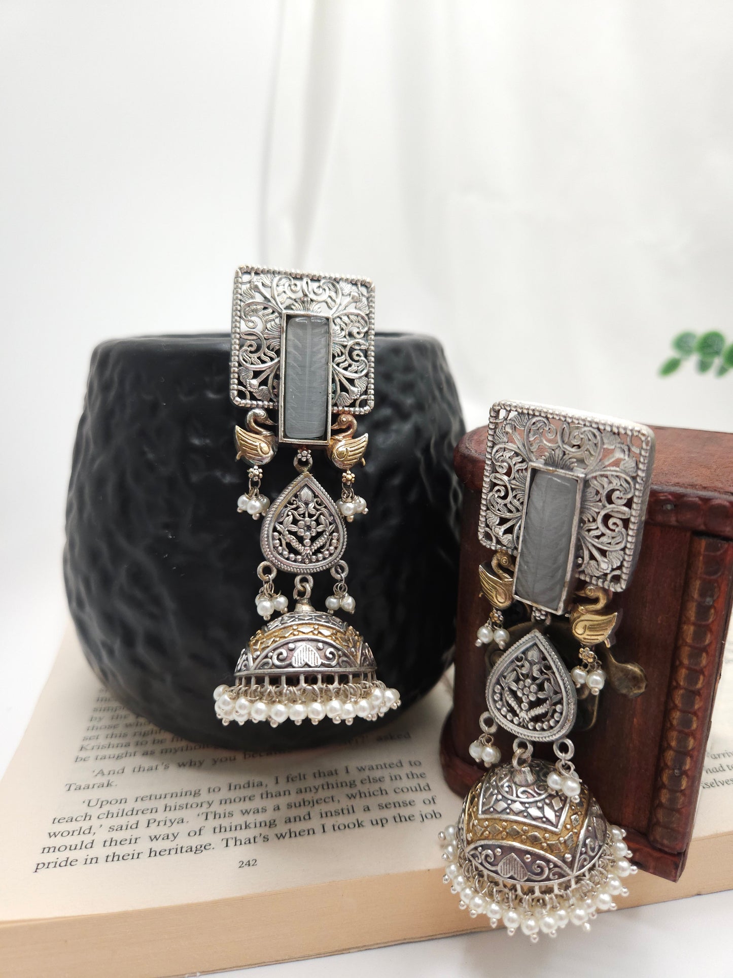 Aastha dualtone jhumka earrings
