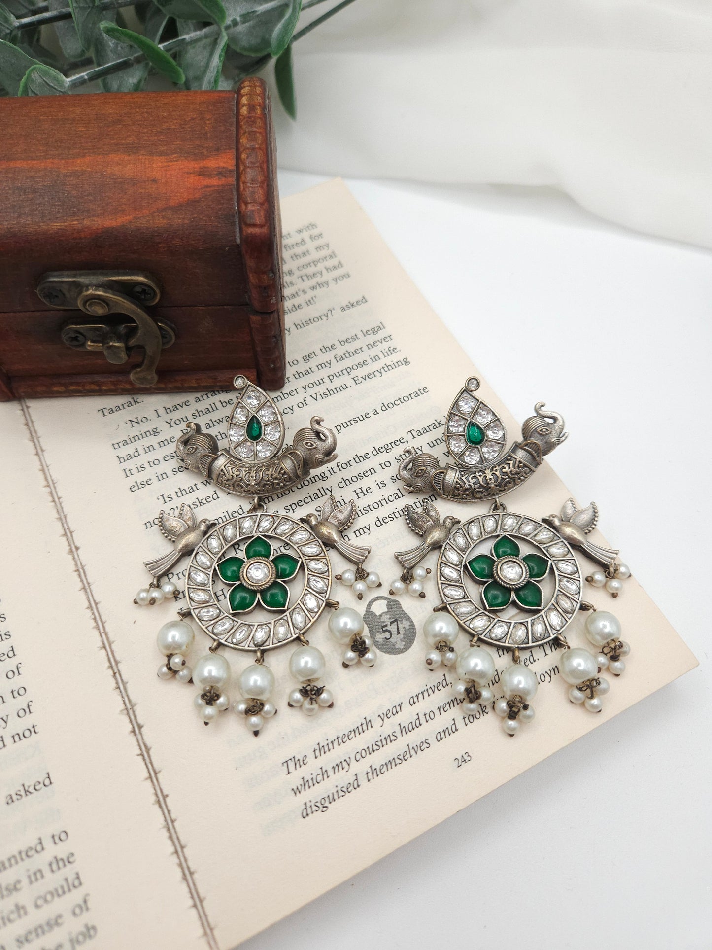 Ananth fusion silver alike earrings