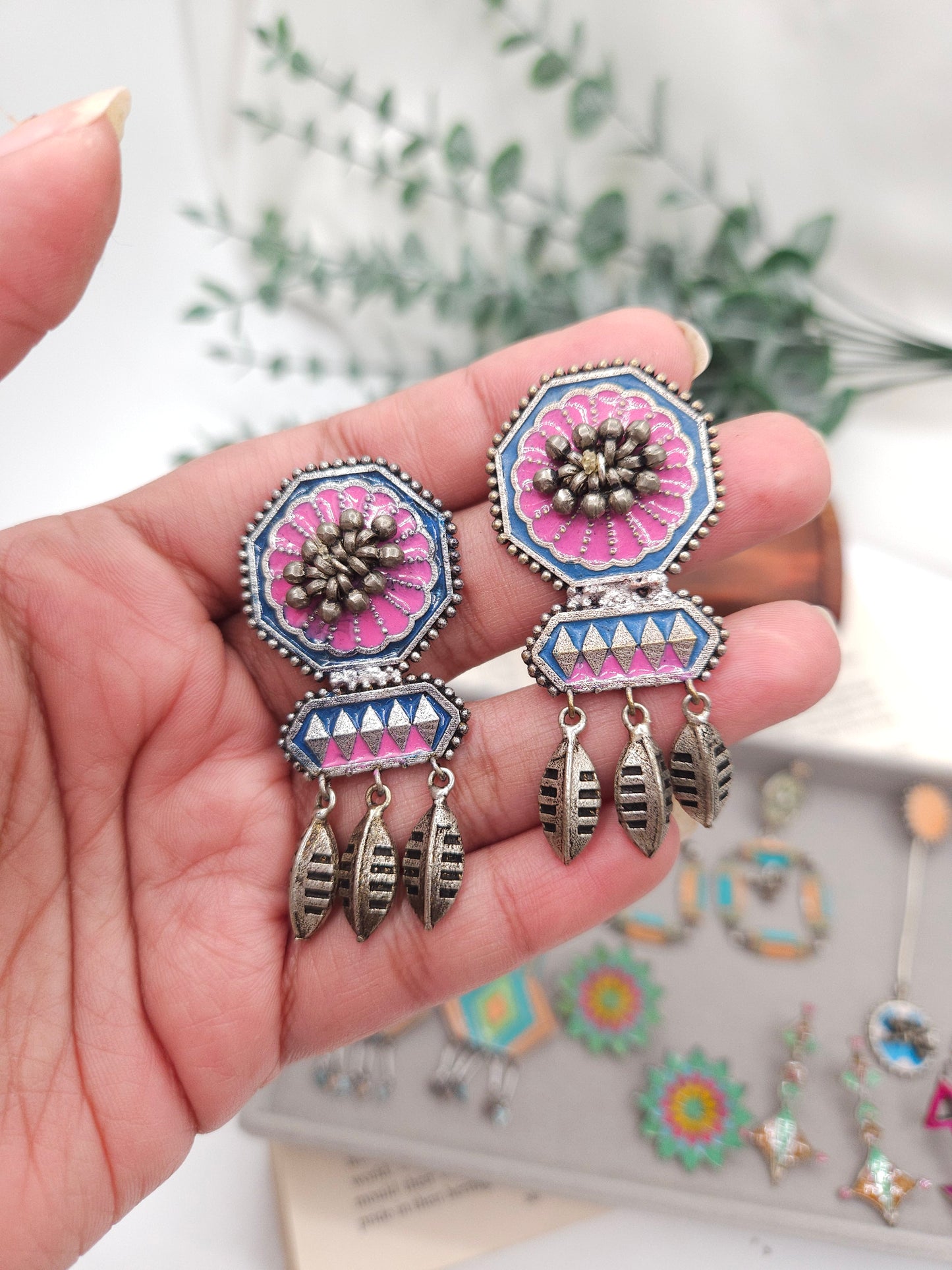 Amarpali inspired silver alike earrings