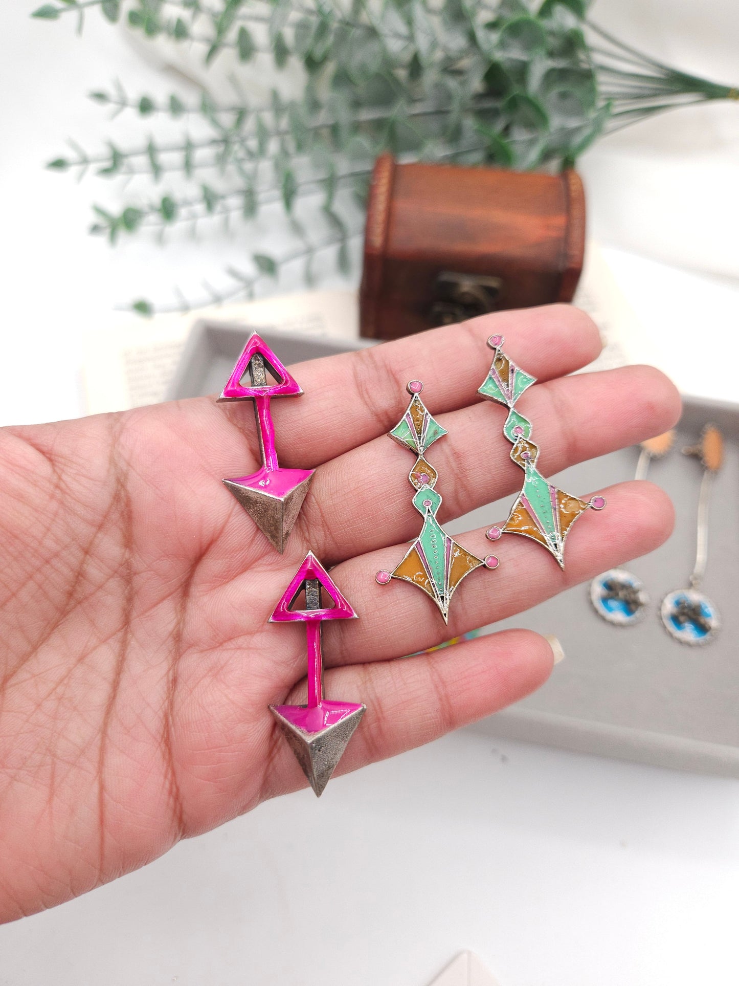 Amarpali inspired silver alike earrings