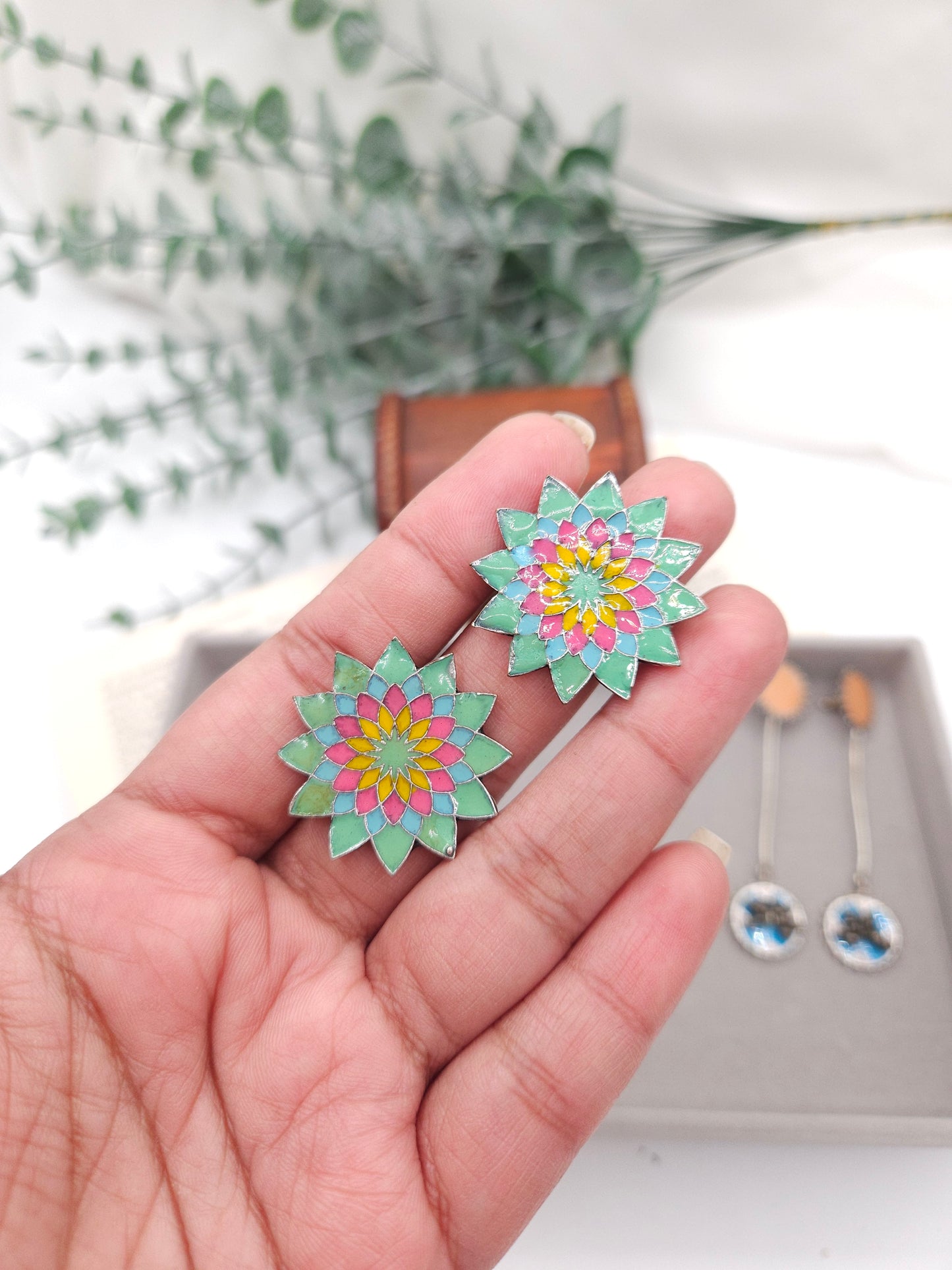 Amarpali inspired silver alike earrings