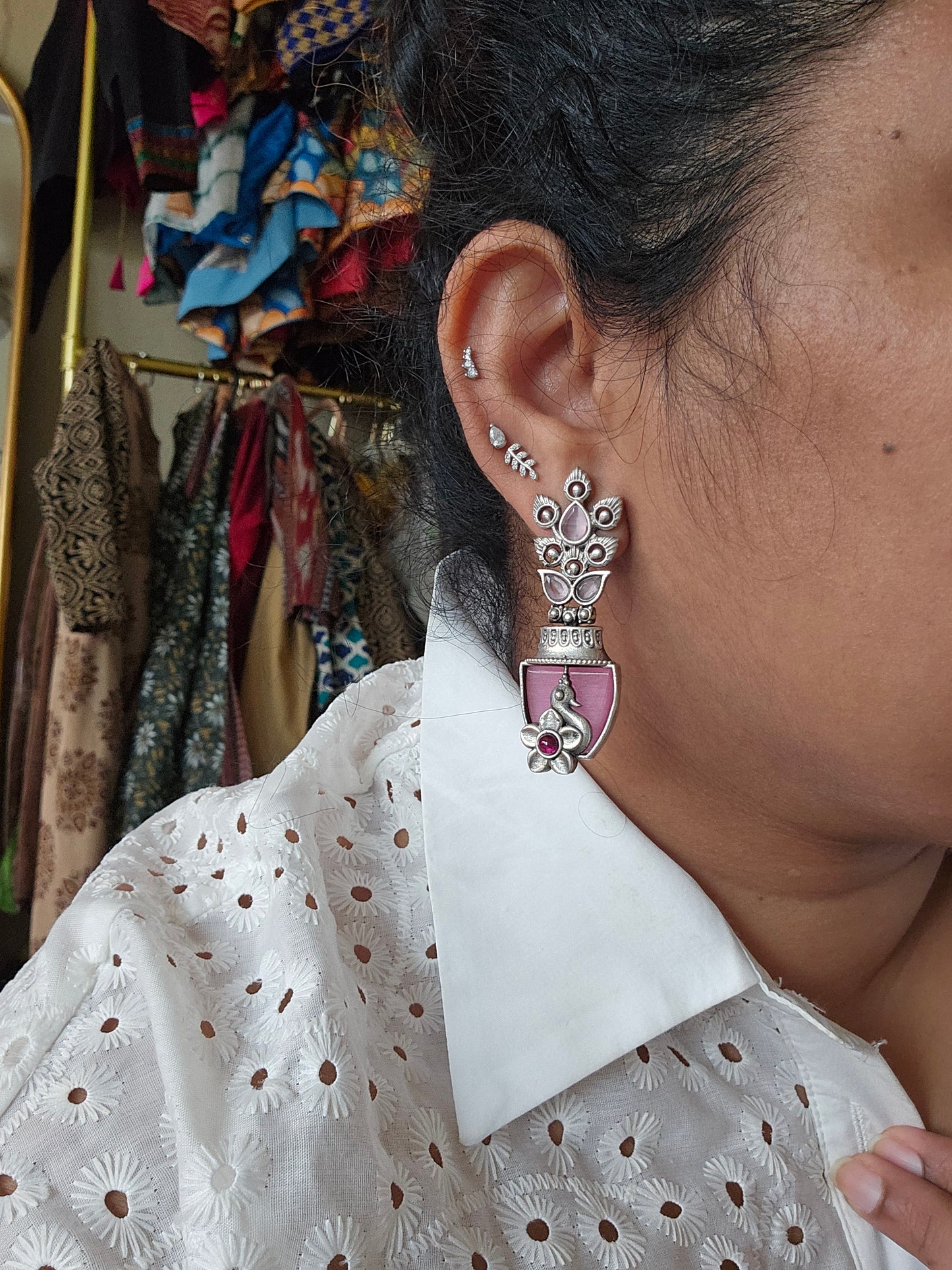 Aditya silver alike earrings