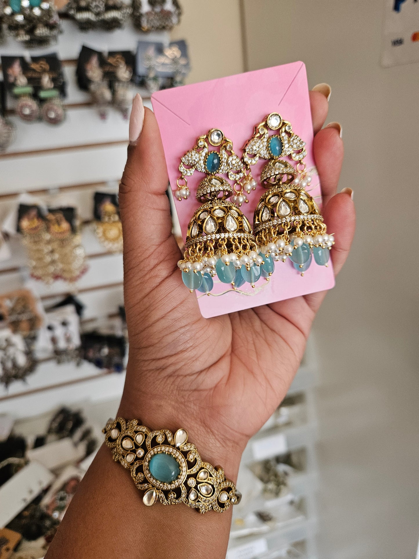 Victorian mossanite polki jhumka earrings