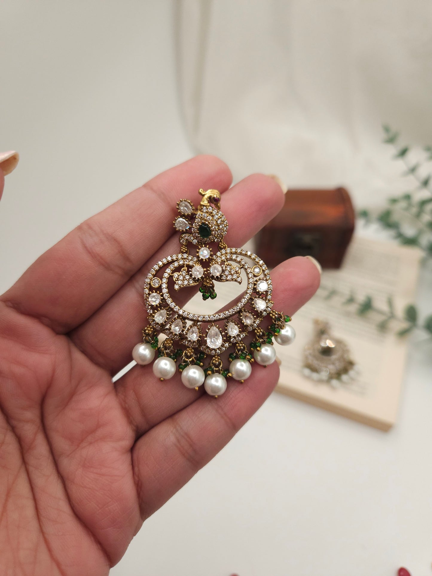 Victorian mossanite polki jhumka earrings