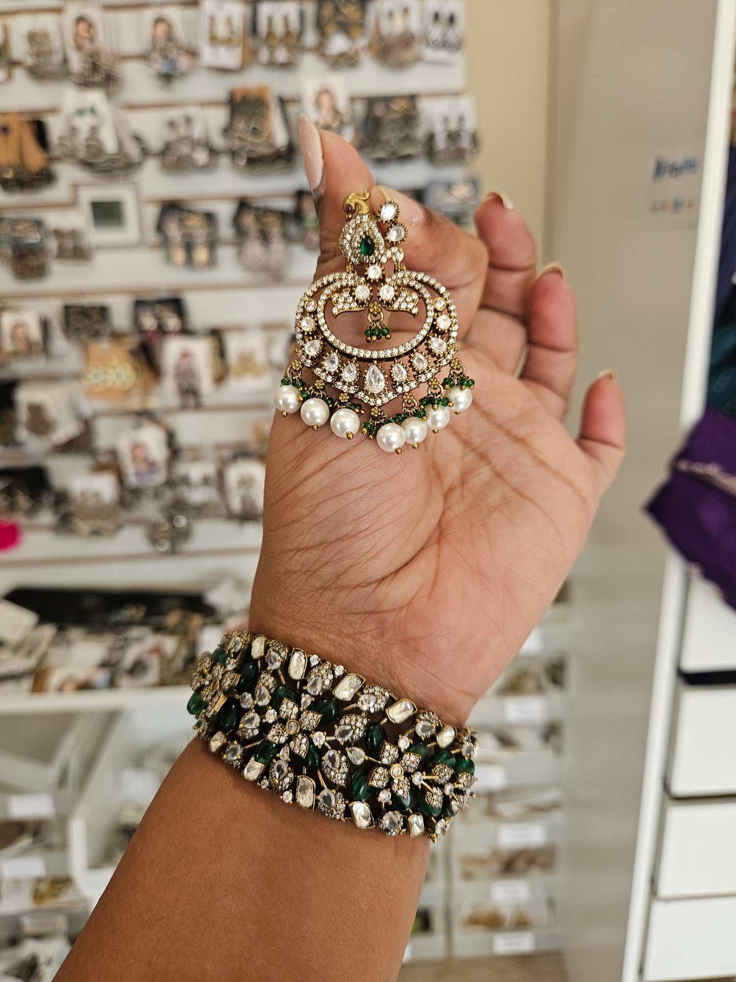 Victorian mossanite polki jhumka earrings