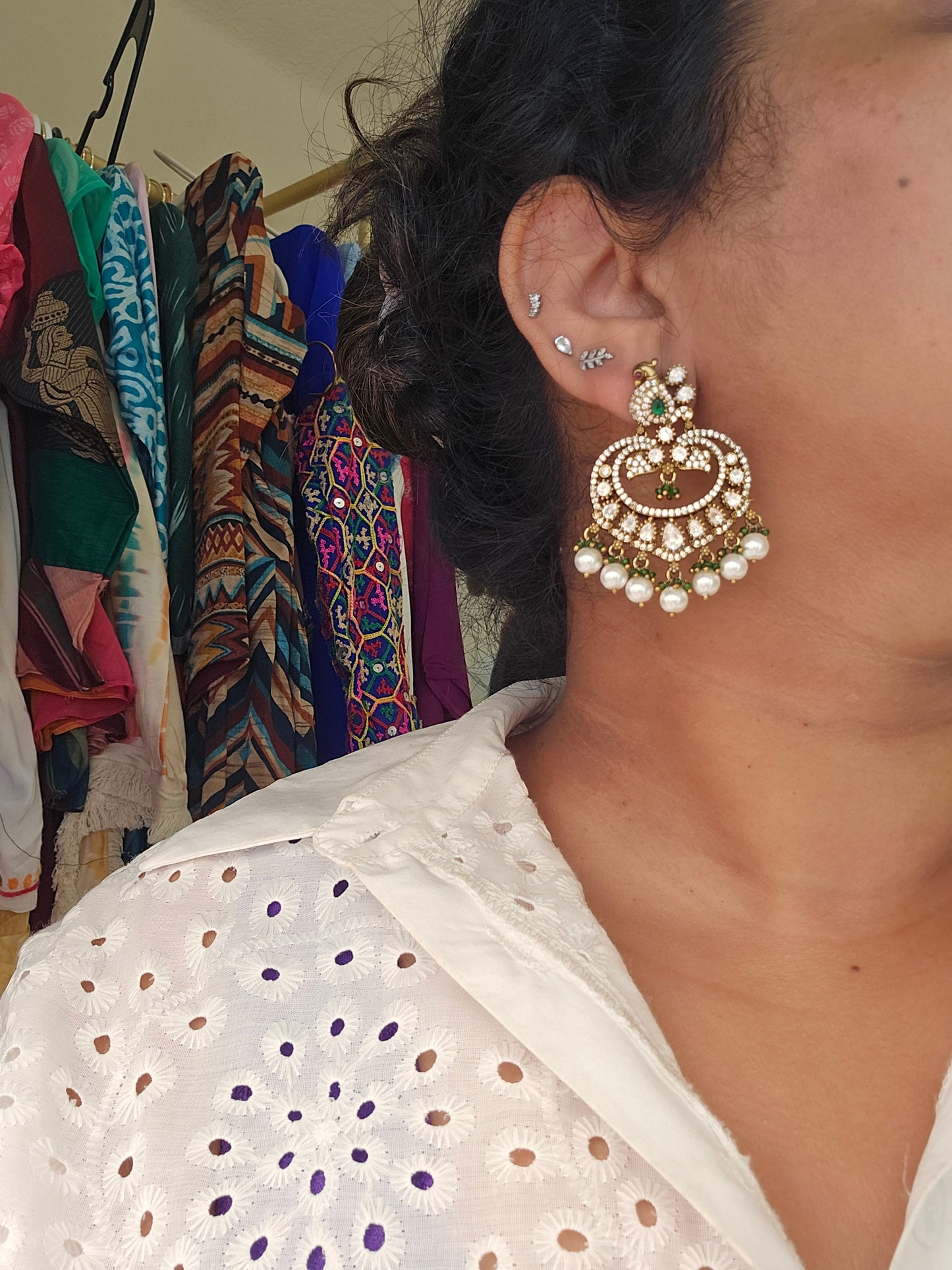 Victorian mossanite polki jhumka earrings