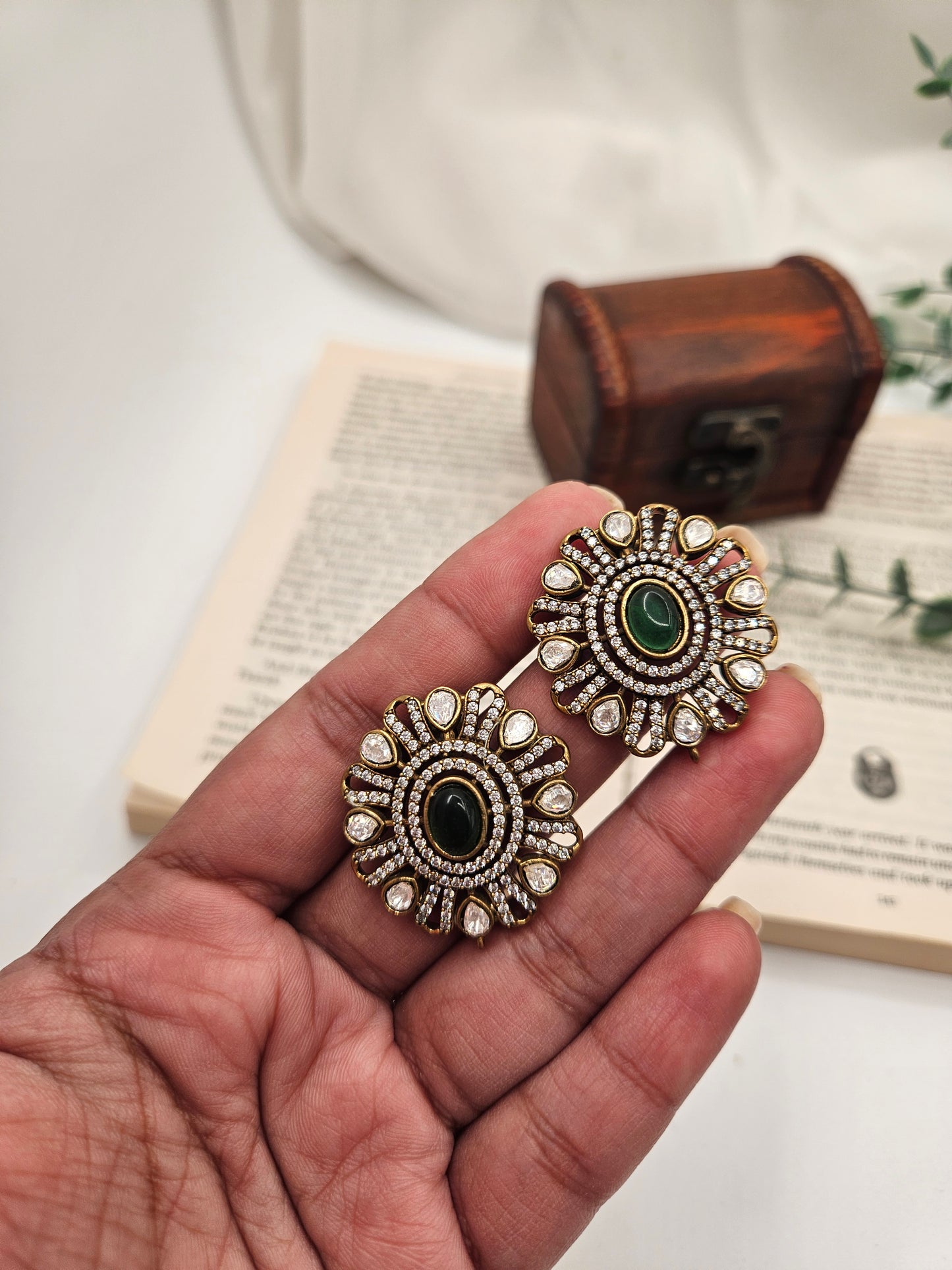 Victorian polki stud earrings
