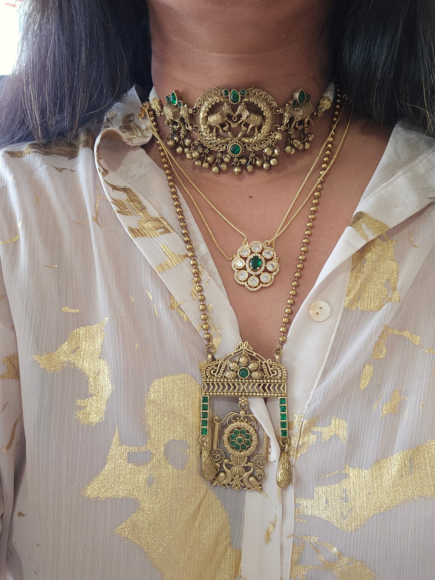 Rajwadi polish choker necklace set