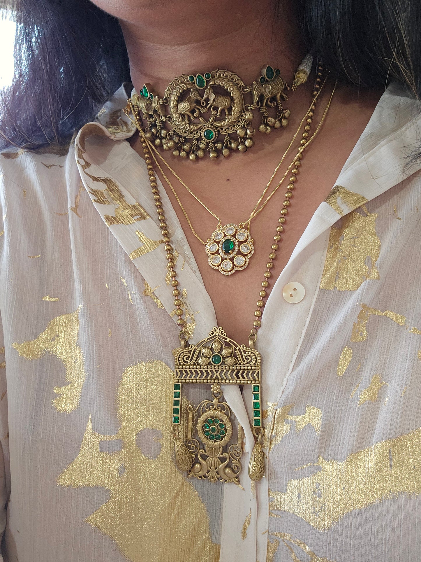 Rajwadi polish pendant necklace set