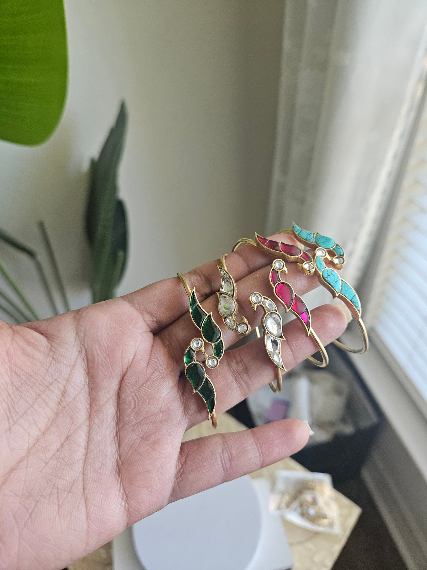 Arava pachi kundan bracelet/bangle