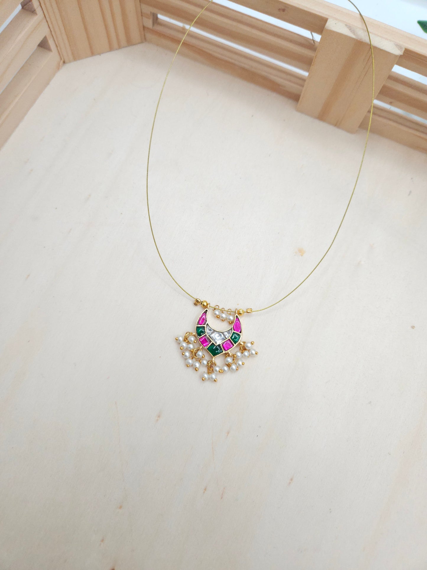 Fish jadau kundan invisible necklace