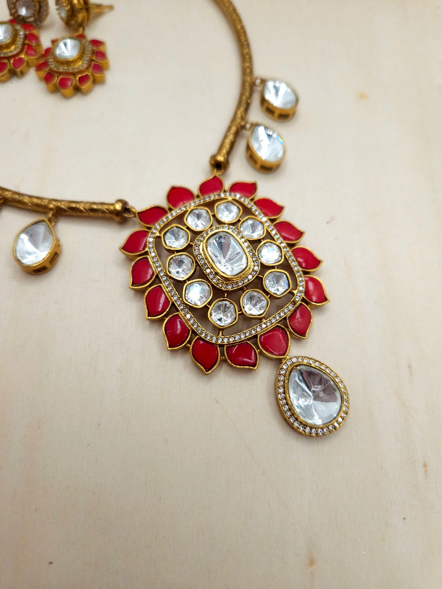 Ridhi mossanite polki necklace set