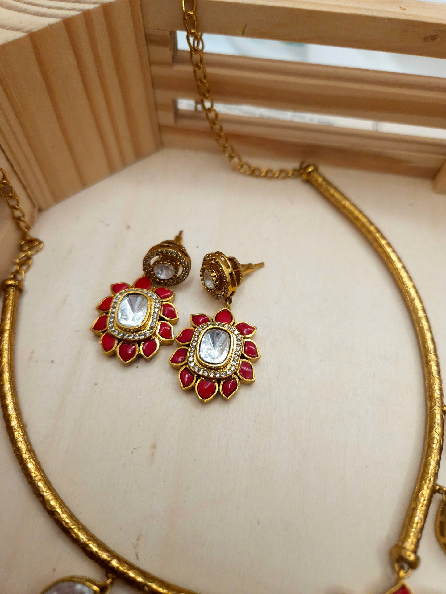 Ridhi mossanite polki necklace set