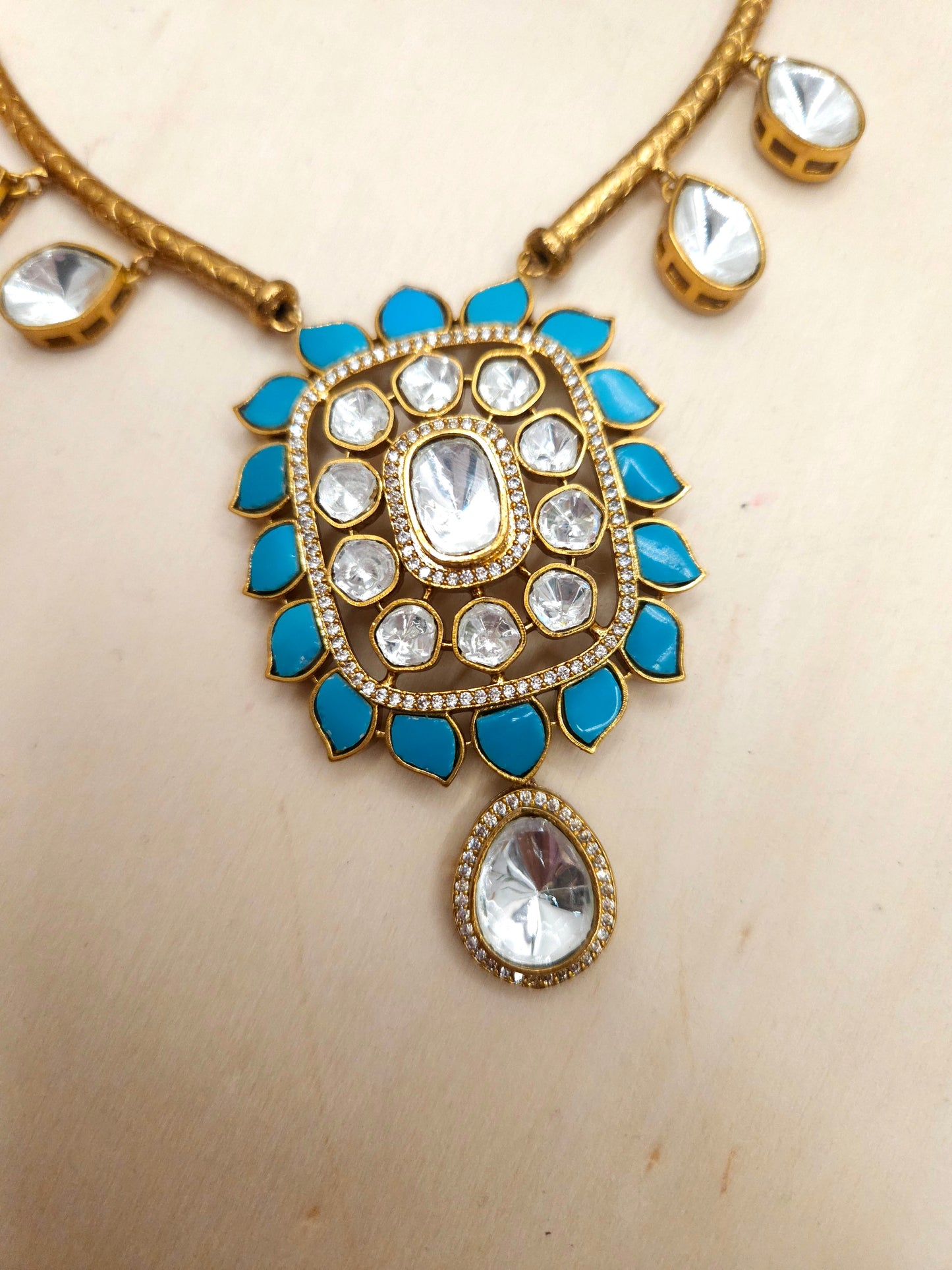 Ridhi mossanite polki necklace set