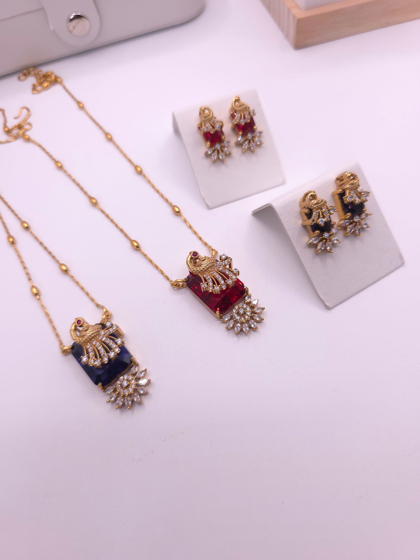 Aarvi cz polki dainty necklace set